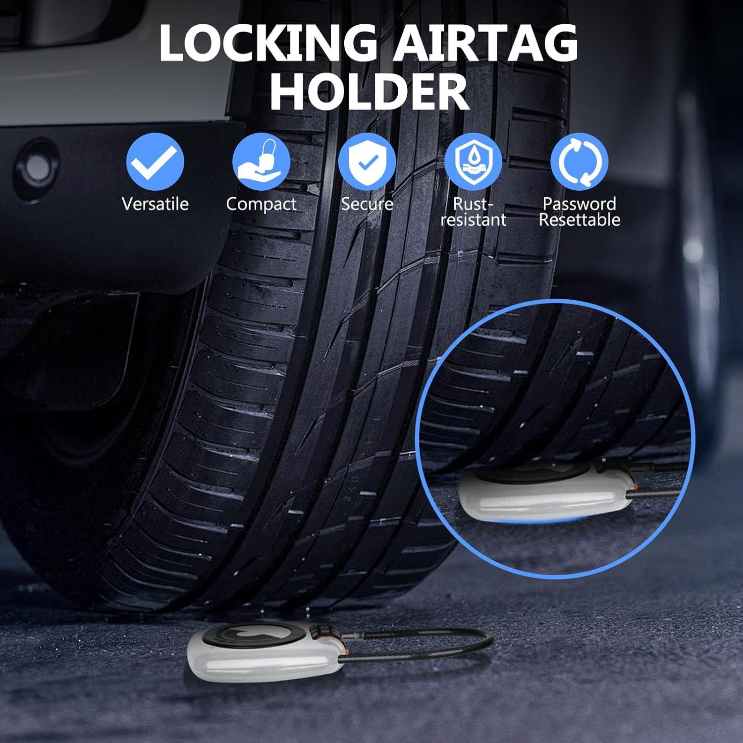 Candado de combinación TUXON para AirTag - Blanco, 3 dígitos