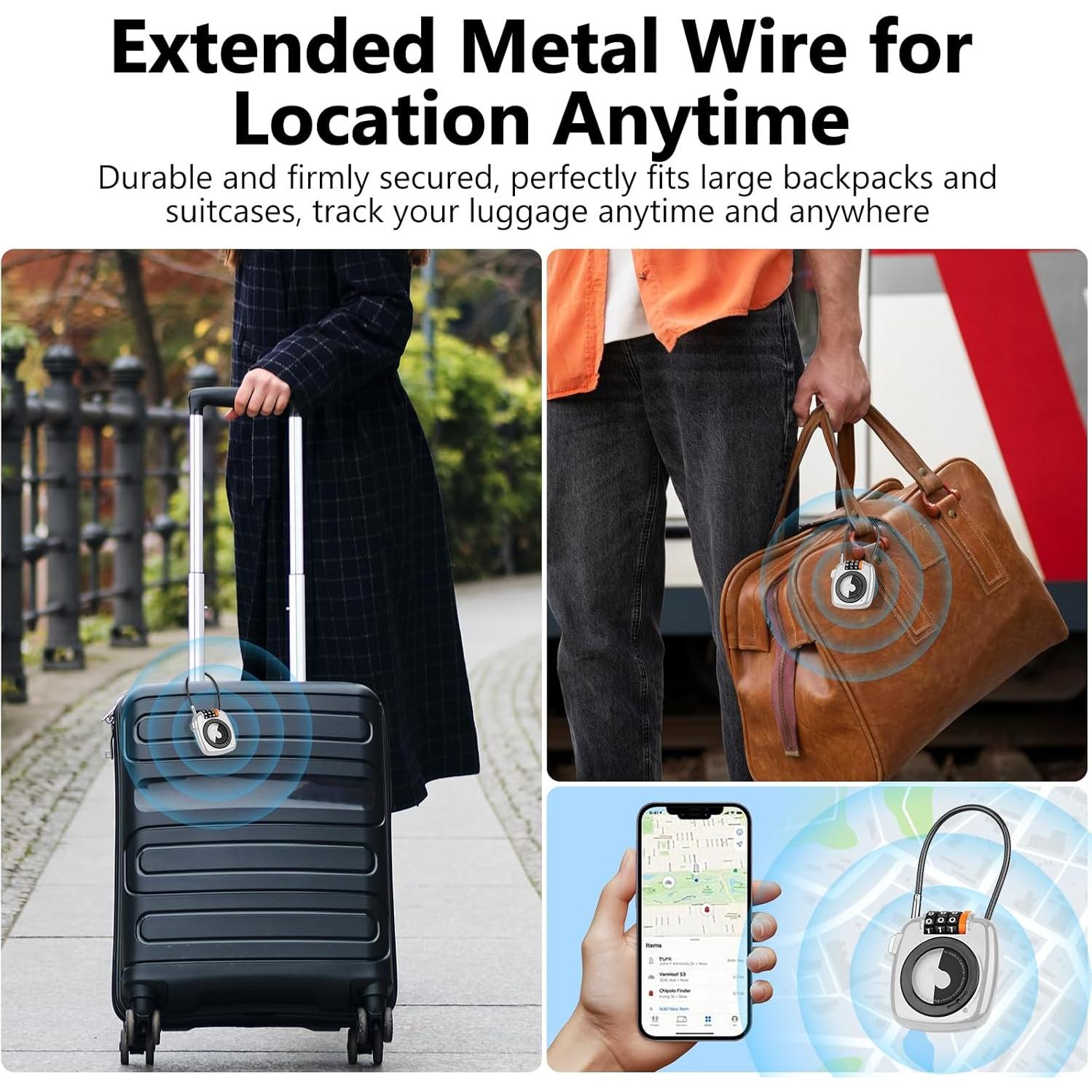 Candado de combinación TUXON para AirTag - Blanco, 3 dígitos