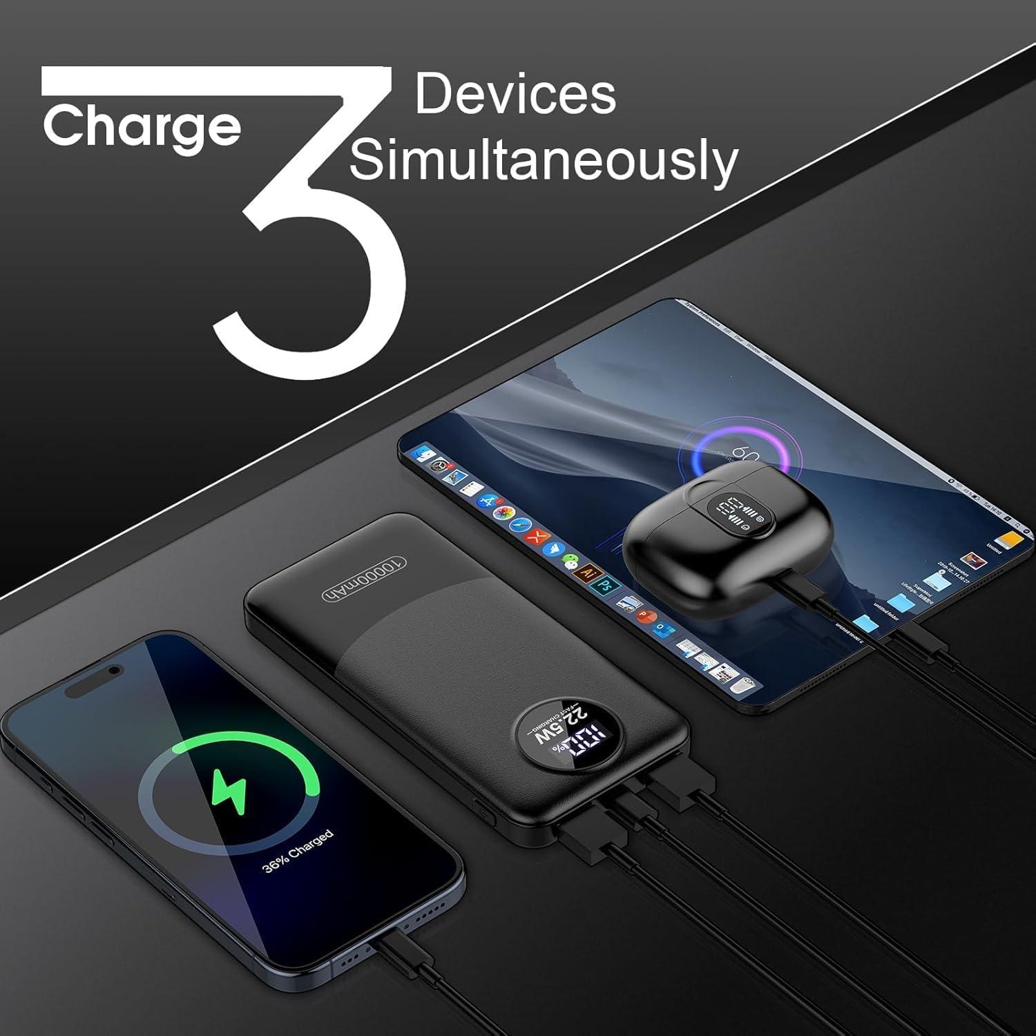 Cargador Portátil 10000mAh Powerbank Rápido PD 3.0 QC 4.0 Negro