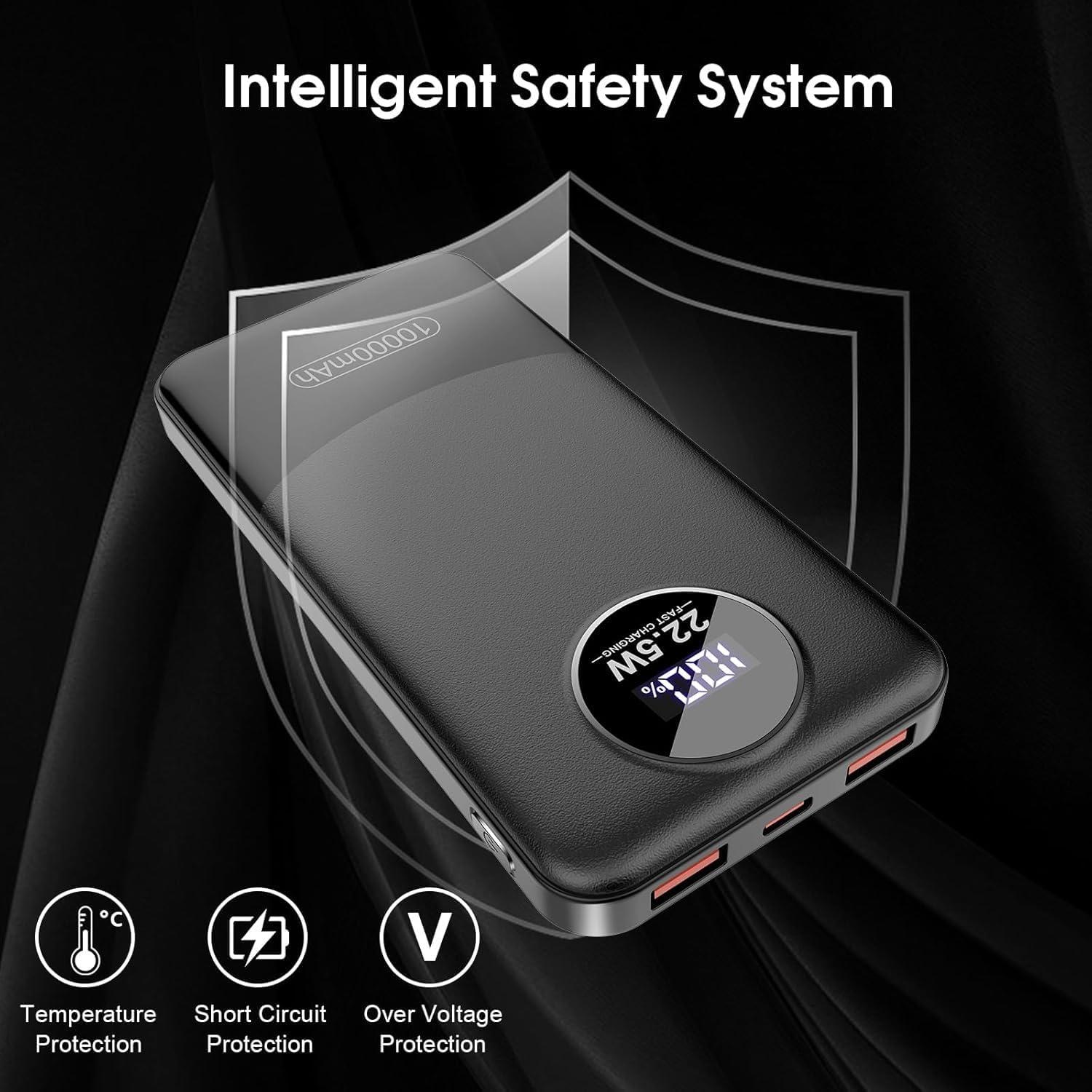 Cargador Portátil 10000mAh Powerbank Rápido PD 3.0 QC 4.0 Negro