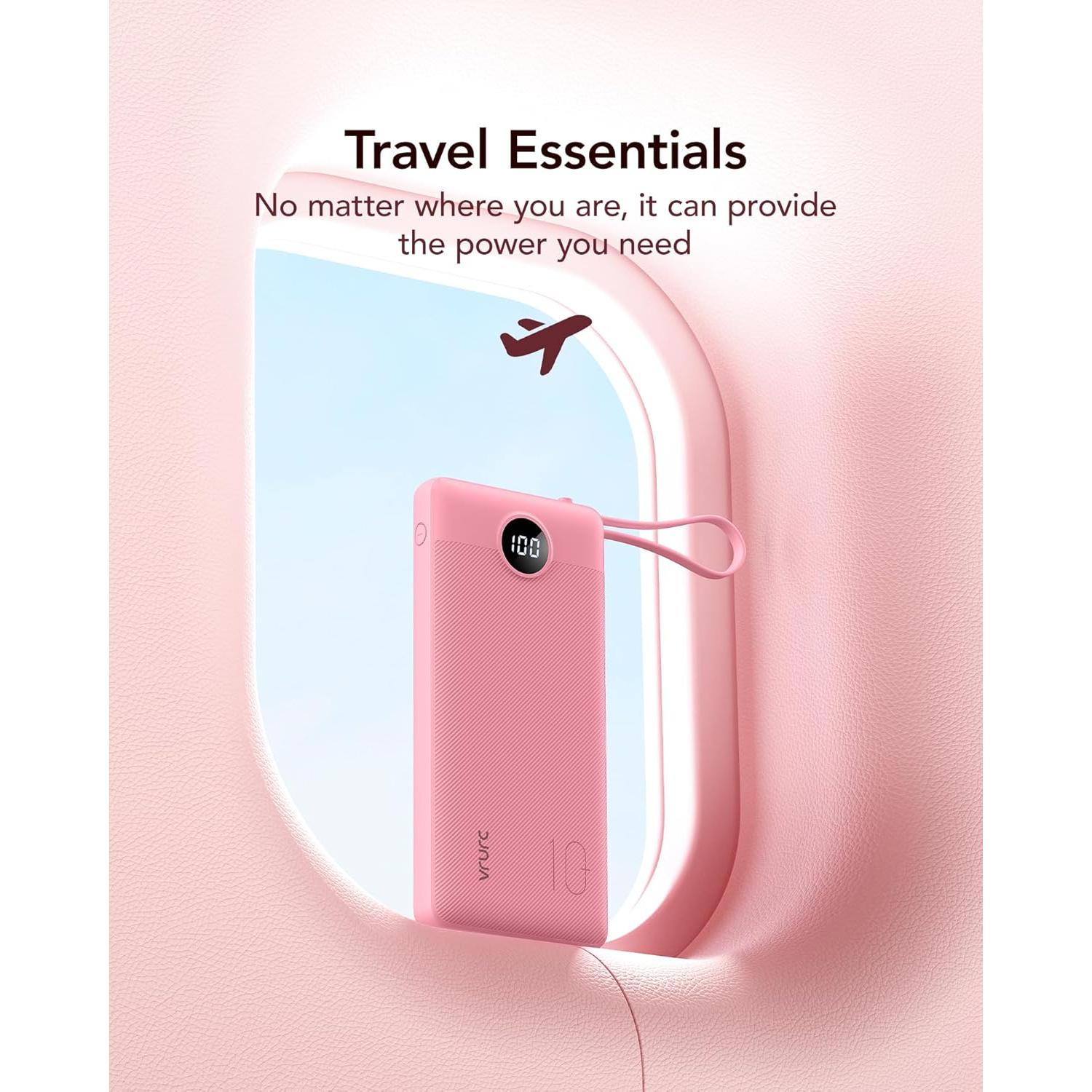 Cargador Portátil VRURC T1116 10000mAh Rosa, 5 Salidas