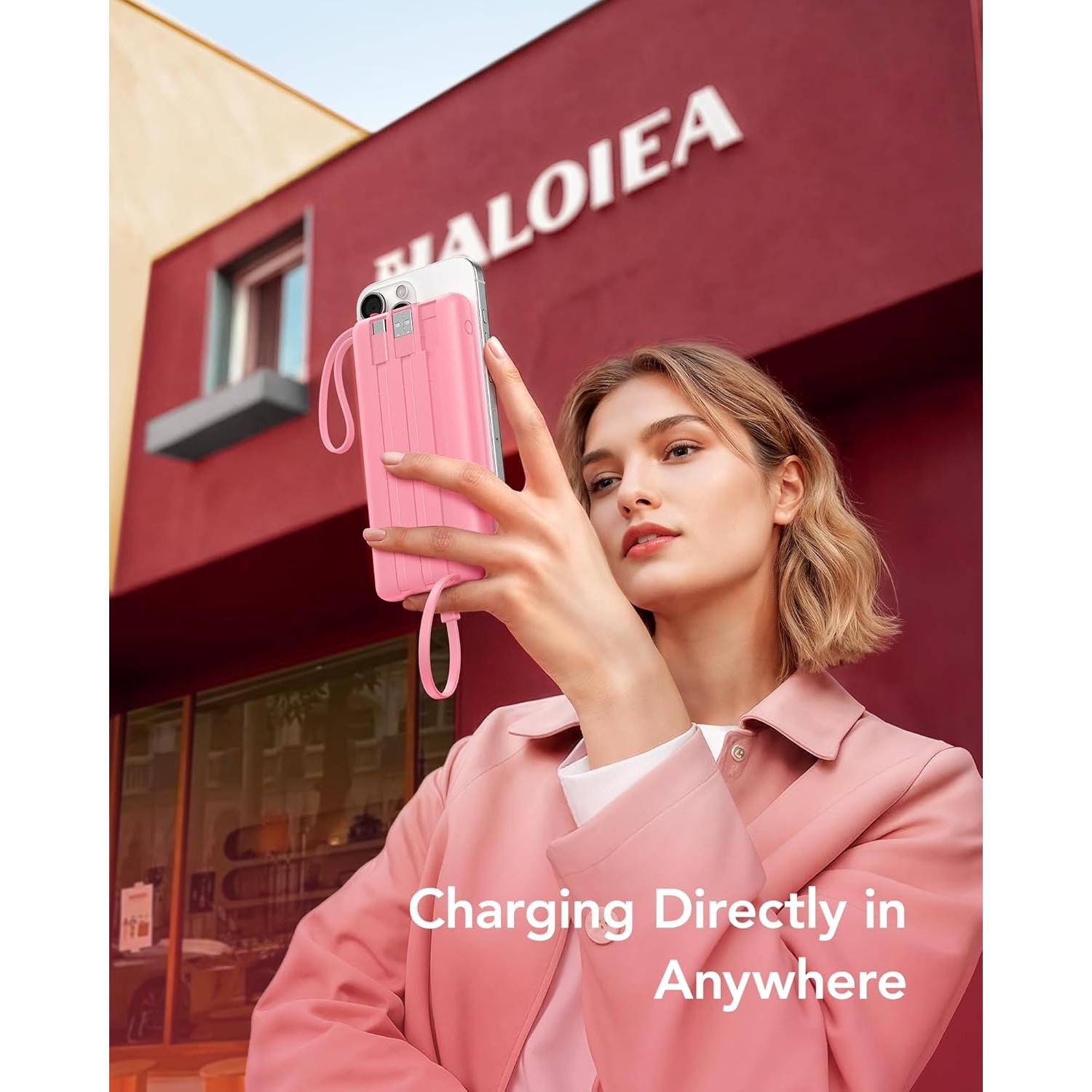 Cargador Portátil VRURC T1116 10000mAh Rosa, 5 Salidas