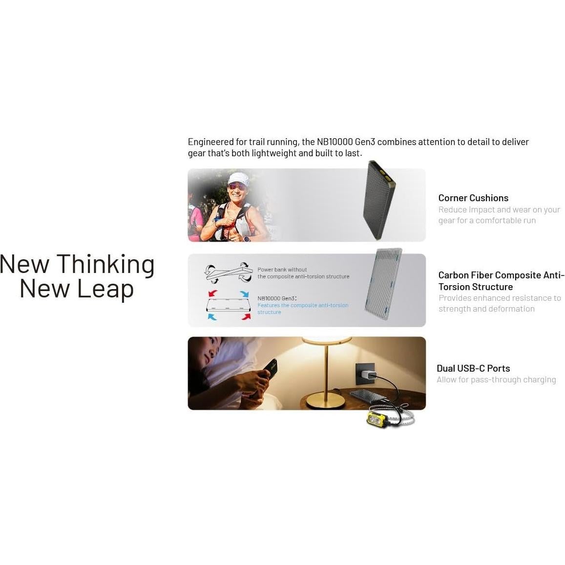 Batería Externa Nitecore NB10000 GEN3 10,000mAh Fibra Carbono