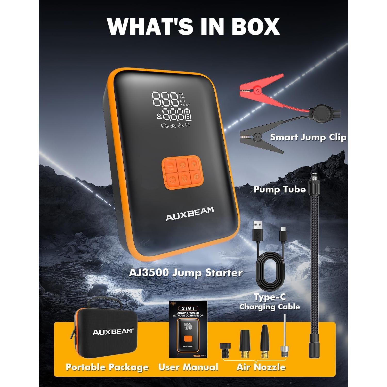 Arrancador de Salto Auxbeam AJ3500 con Compresor 3500A