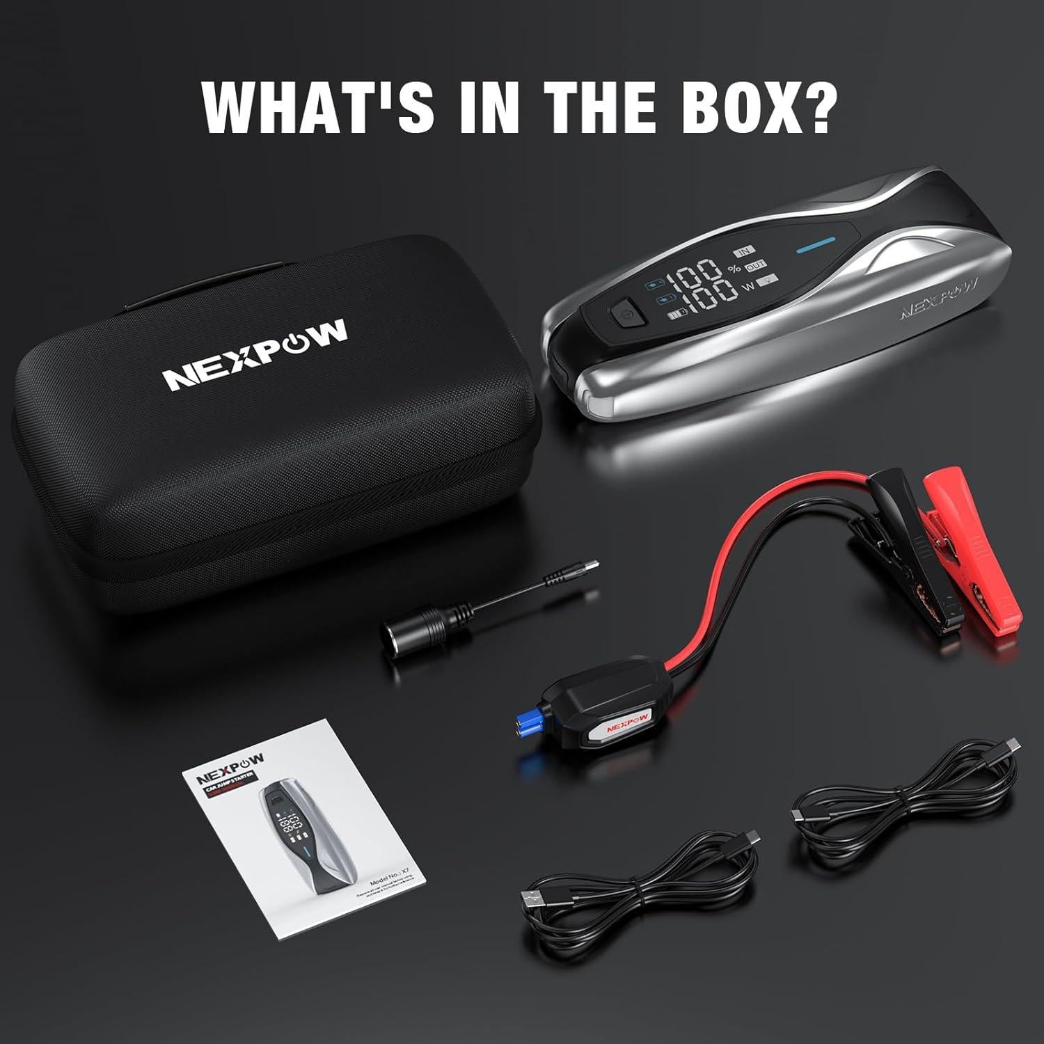 X7 3000A Jump Starter with PD 60W Dual-Way Faster Charging, Car Battery Jump Starter for 12L Gas/10L Diesel Engines, 12V Portable Jump Start Battery Pack with 3.2″ HD Display, IP63 Waterproof