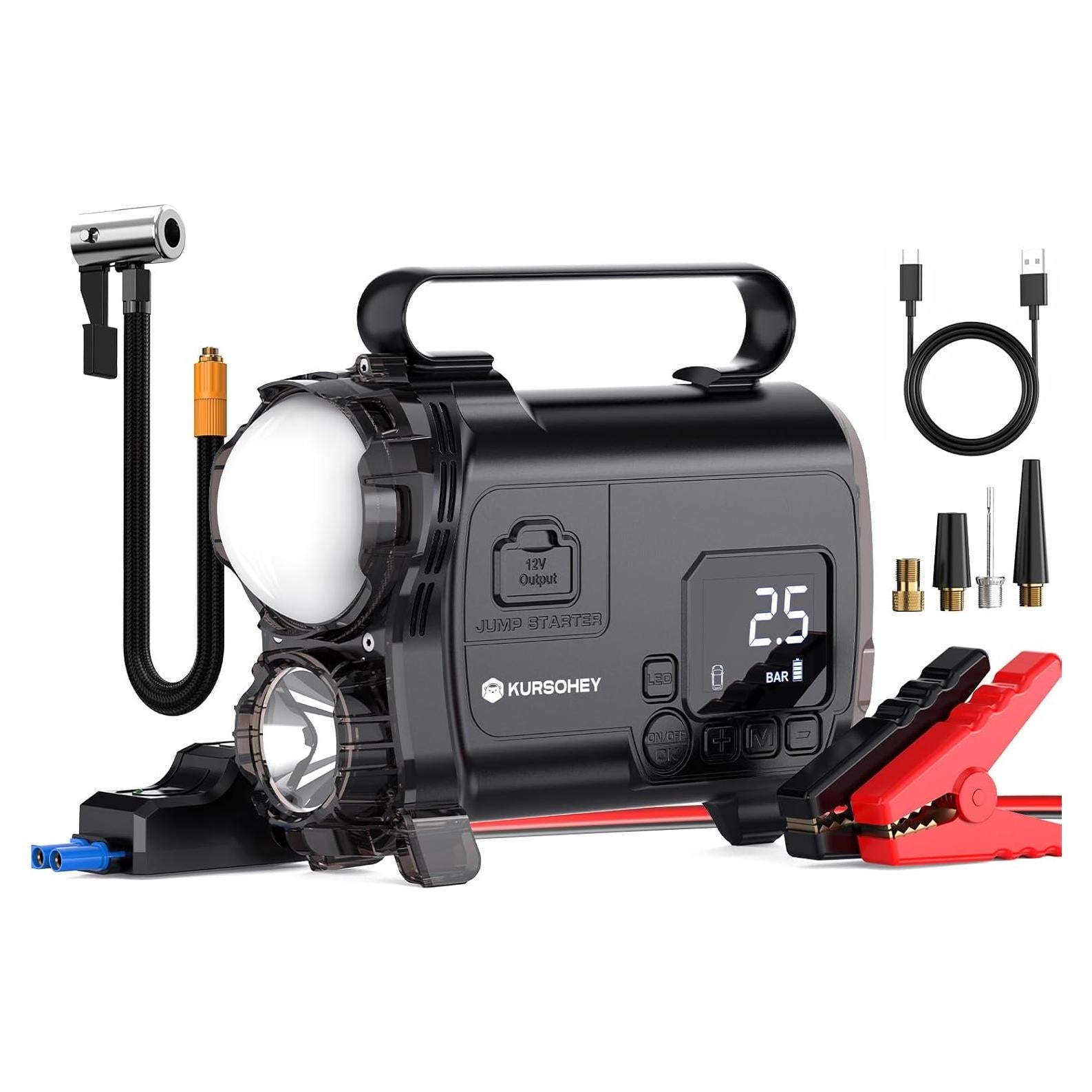 Arrancador de Salto KURSOHEY GL992 4000A con Inflador y Luz