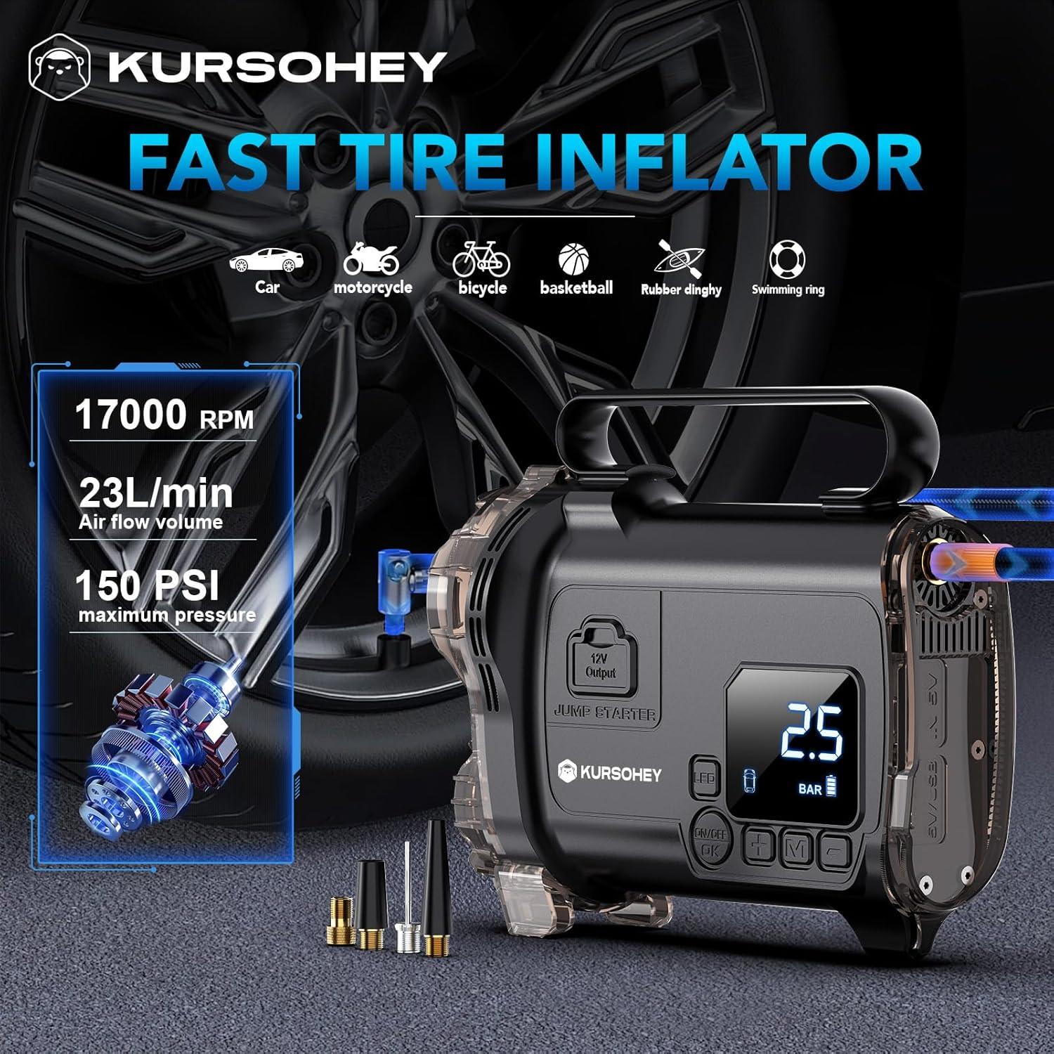 Arrancador de Salto KURSOHEY GL992 4000A con Inflador y Luz