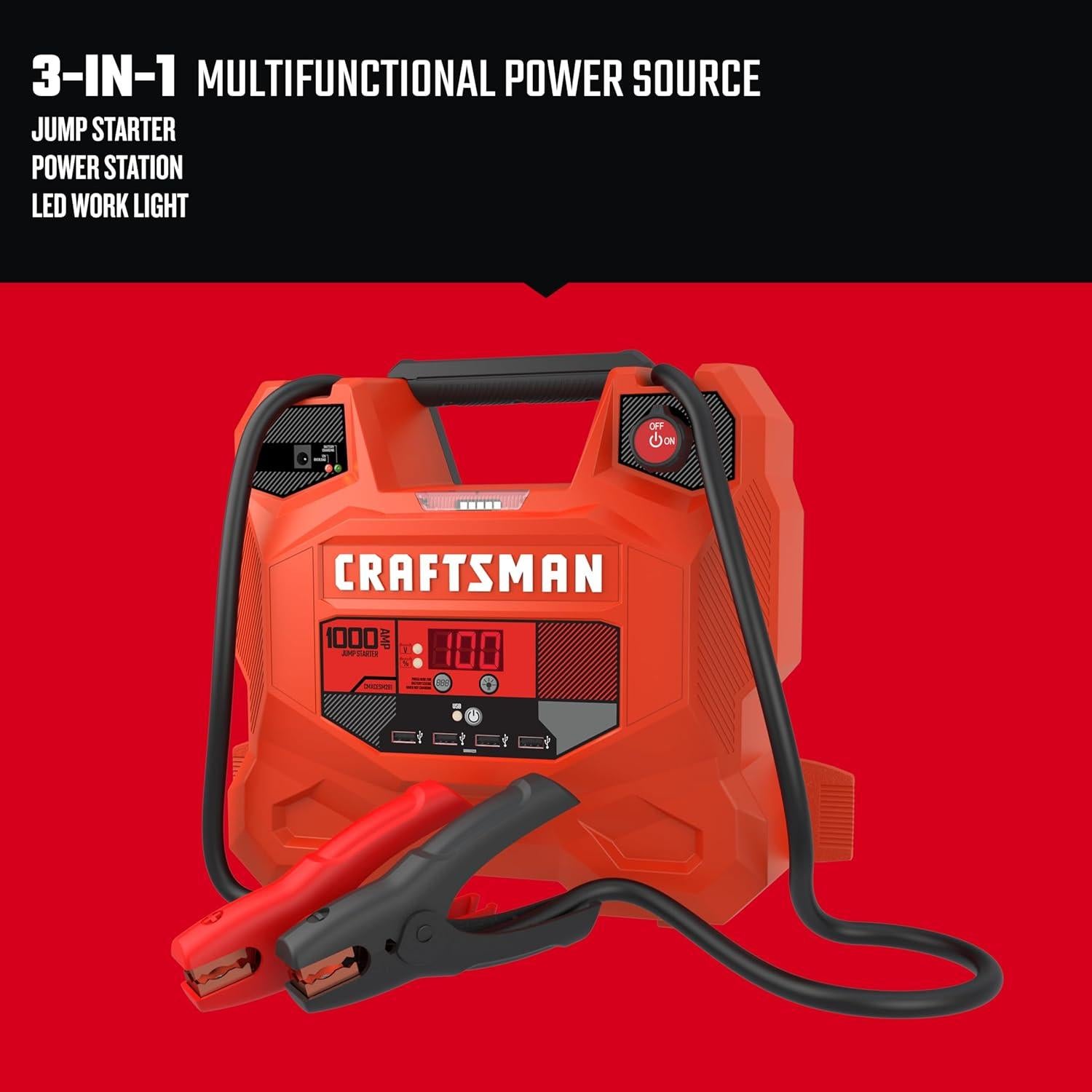CRAFTSMAN Arrancador de Salto 1000A 12V y Estación Energía Portátil