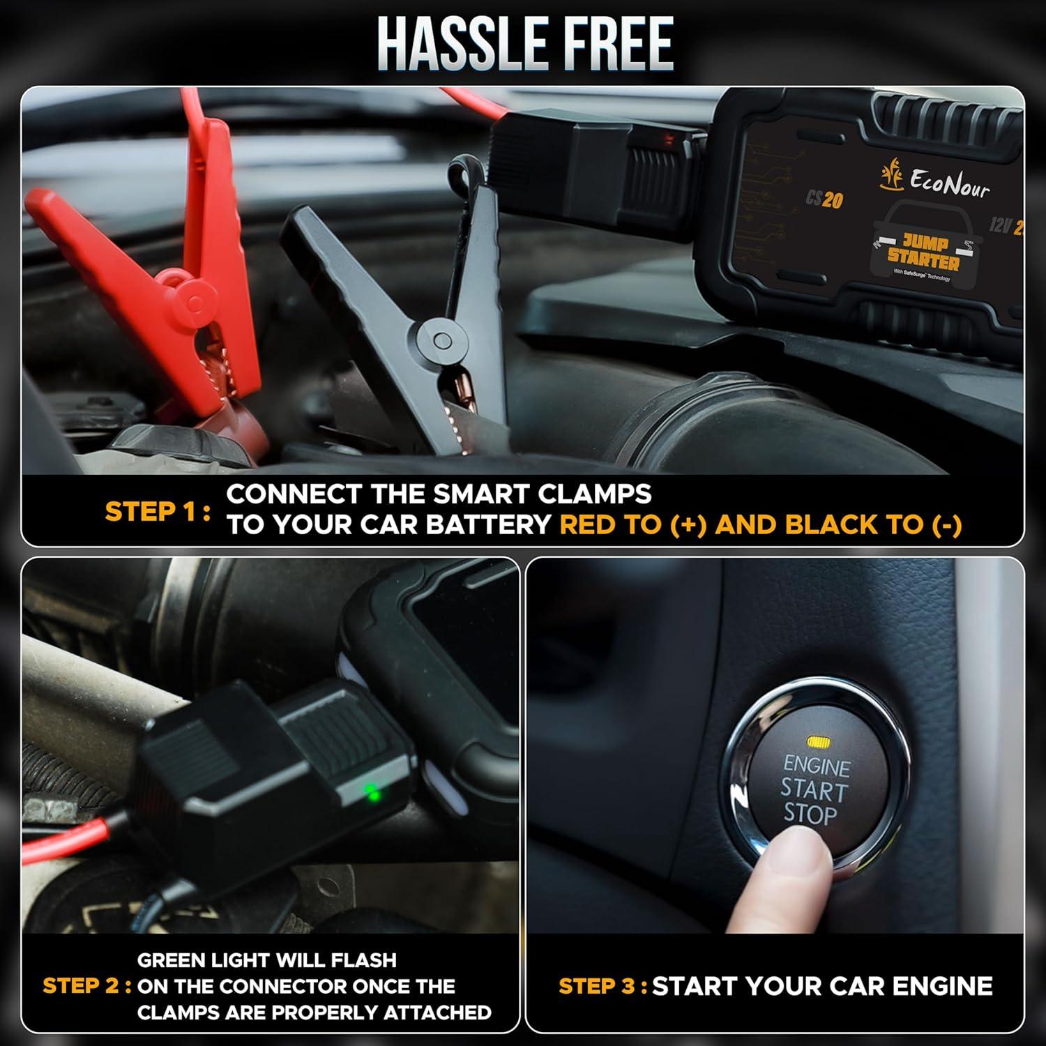 Arrancador de Batería EcoNour 2500A para Coches y Motos