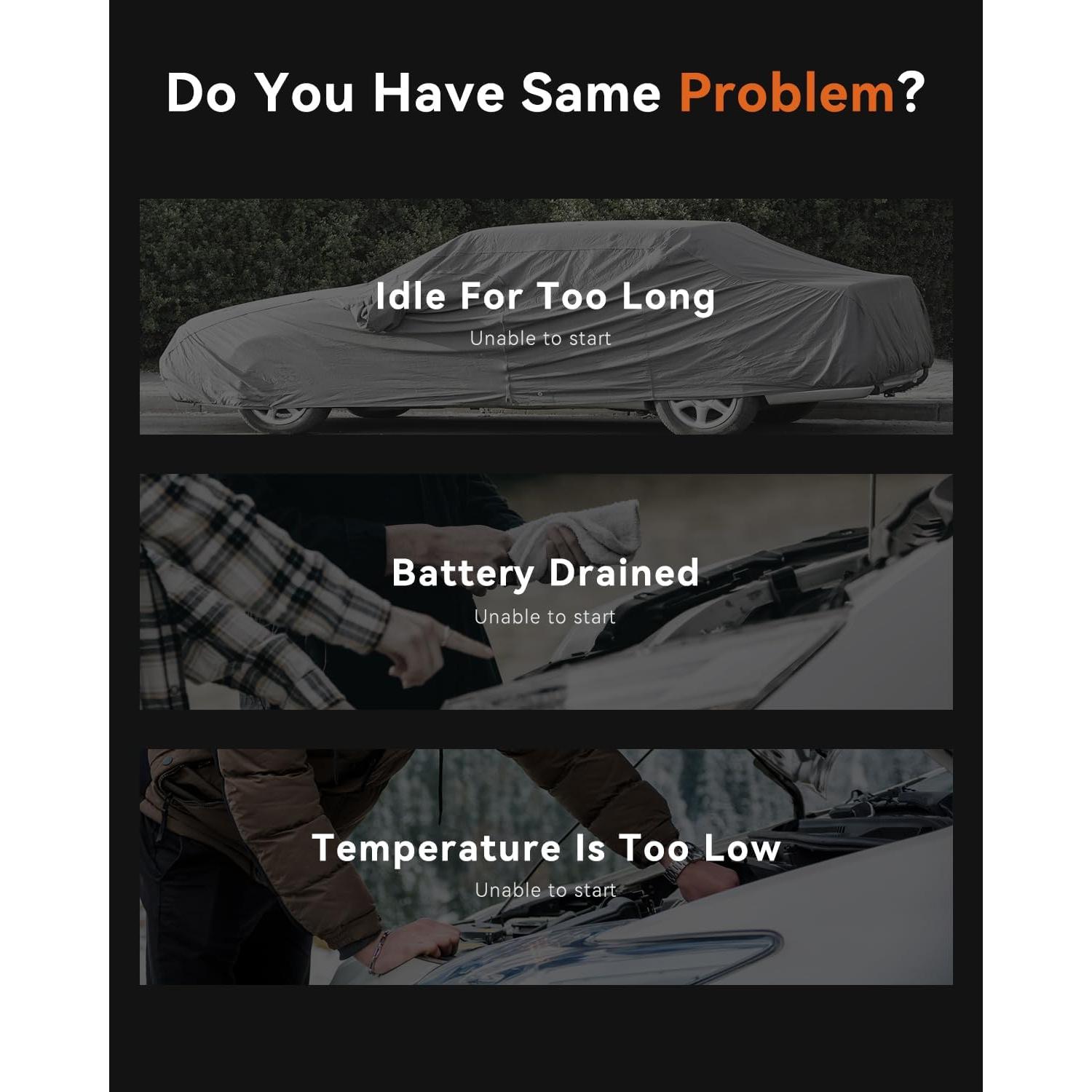 Arrancador de Coche SUNPOW 1500A 12V Batería Litio LED