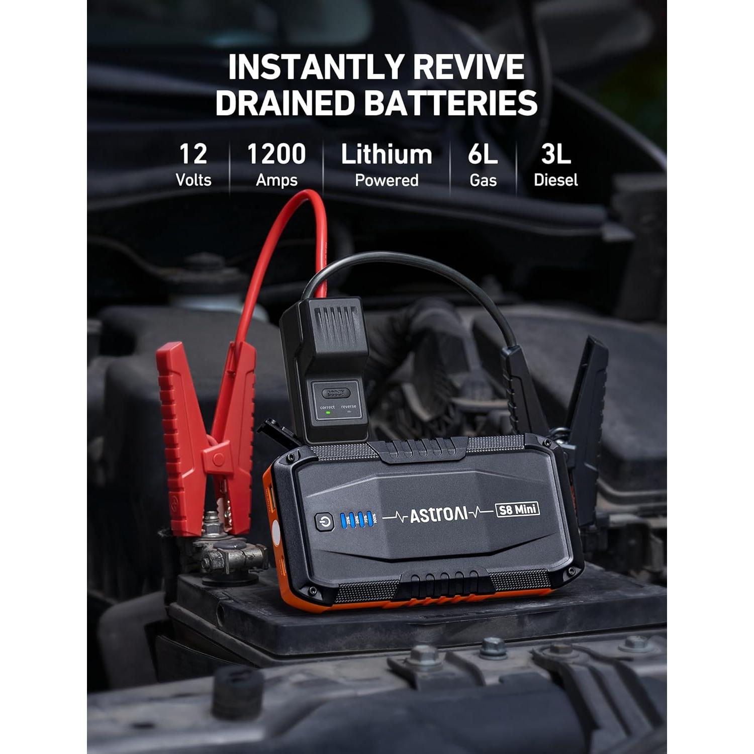 Arrancador de Batería AstroAI S8 Mini 1200A 12V Portátil Naranja