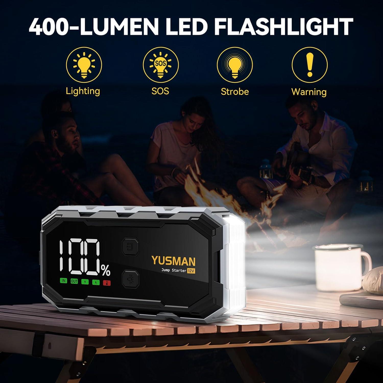 Arrancador de Salto YUSMAN F02 8000A 12V Portátil con Luz LED