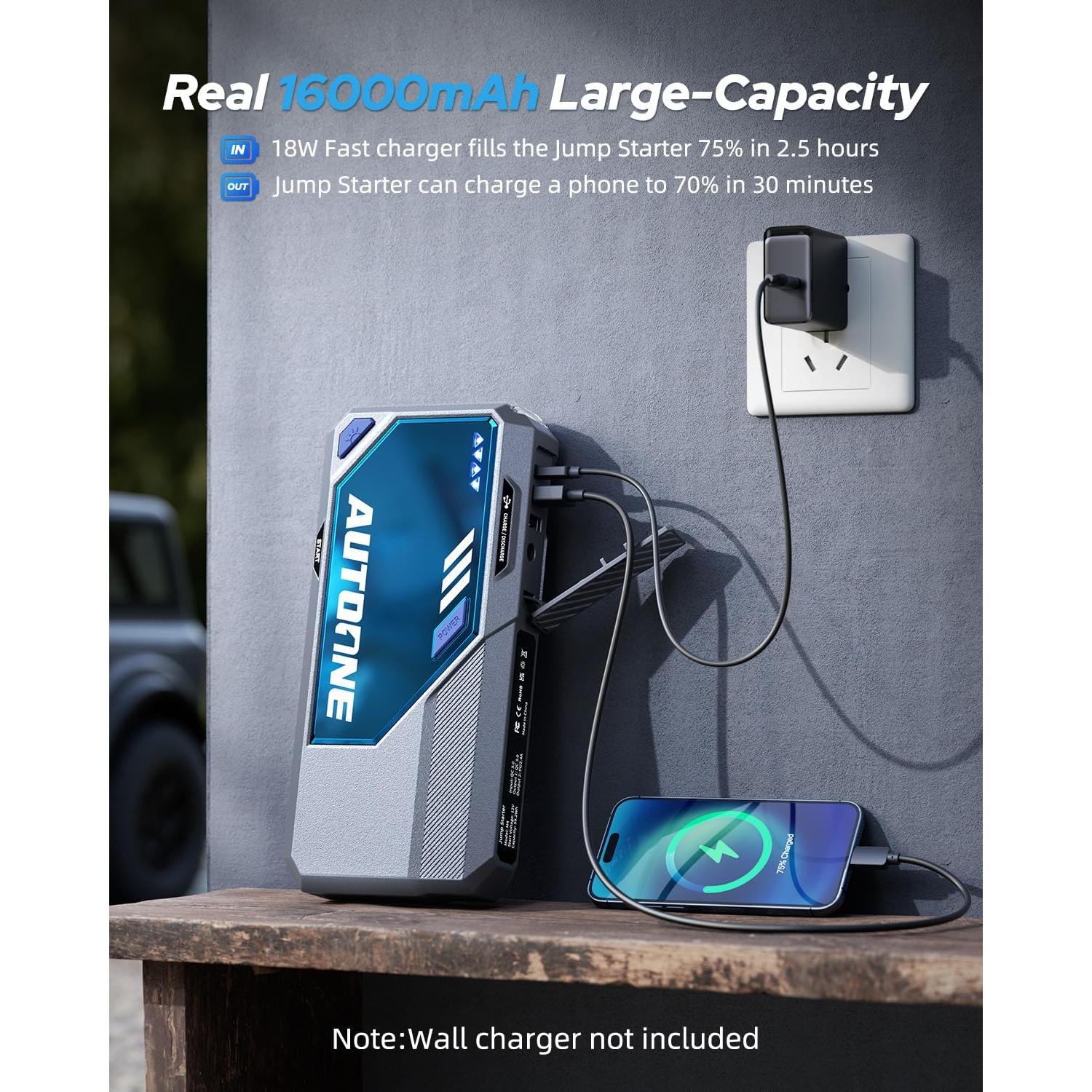 Arrancador de Batería AUTOONE M4 7500A 16000mAh Portátil