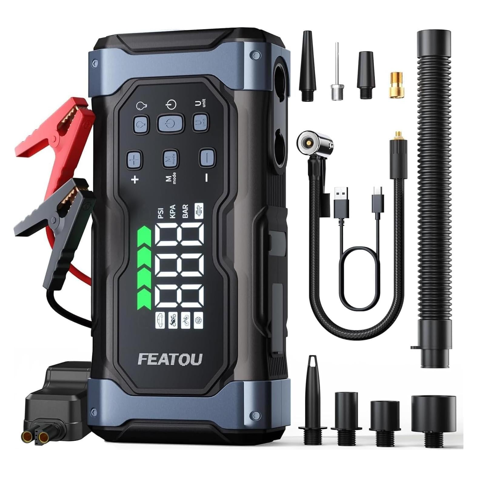 Arrancador de Salto 9000A Featou V8 con Compresor 12V