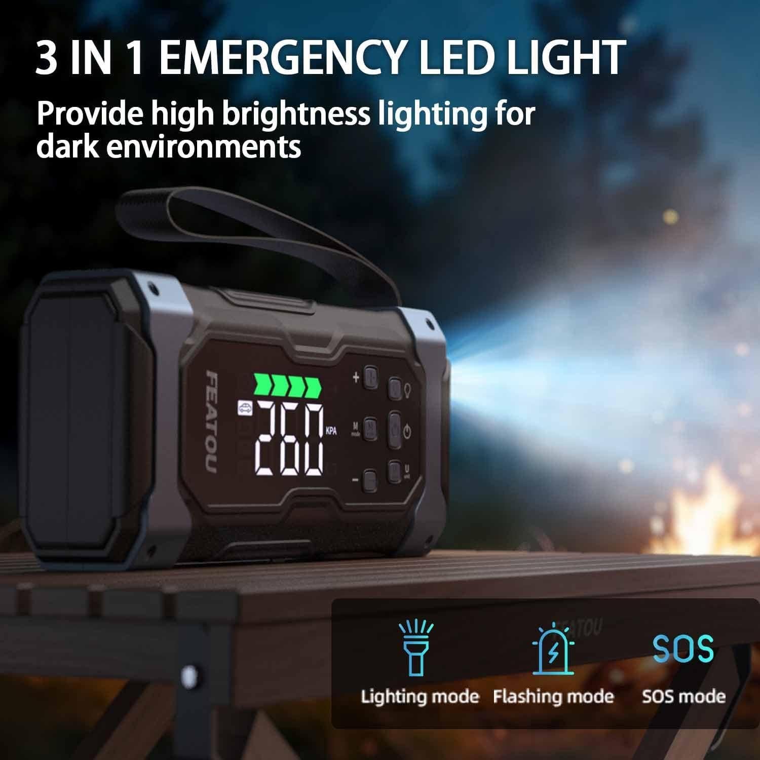 Arrancador de Salto 9000A Featou V8 con Compresor 12V