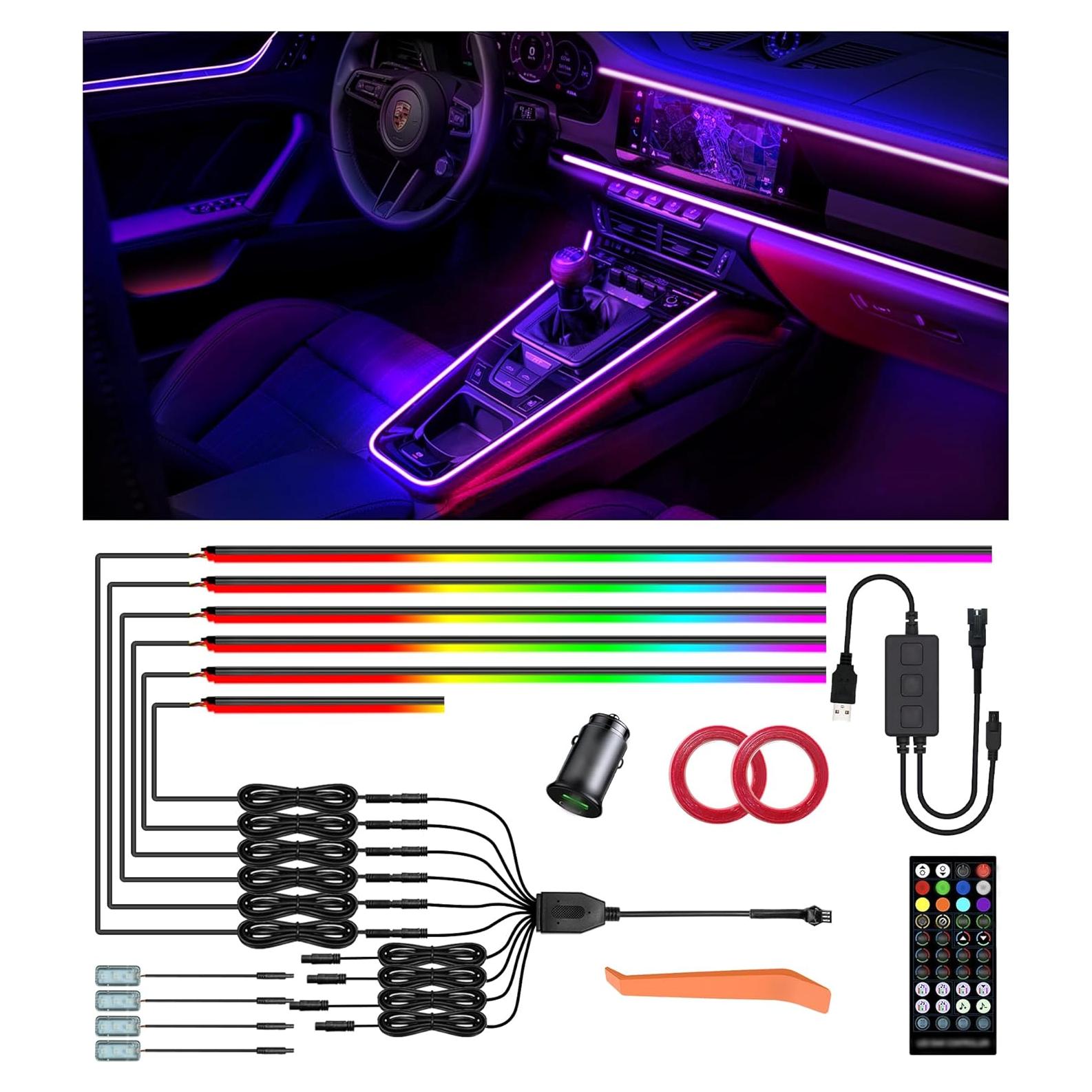 Kit de Iluminación Ambiental KENANEK 175 cm RGB con Control Remoto