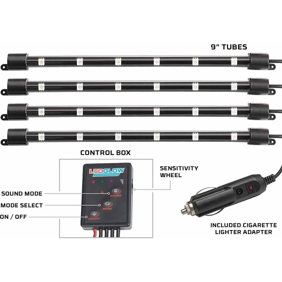 Kit de Luces LED de Interior LEDGlow 4 Piezas Multicolor 7 Colores