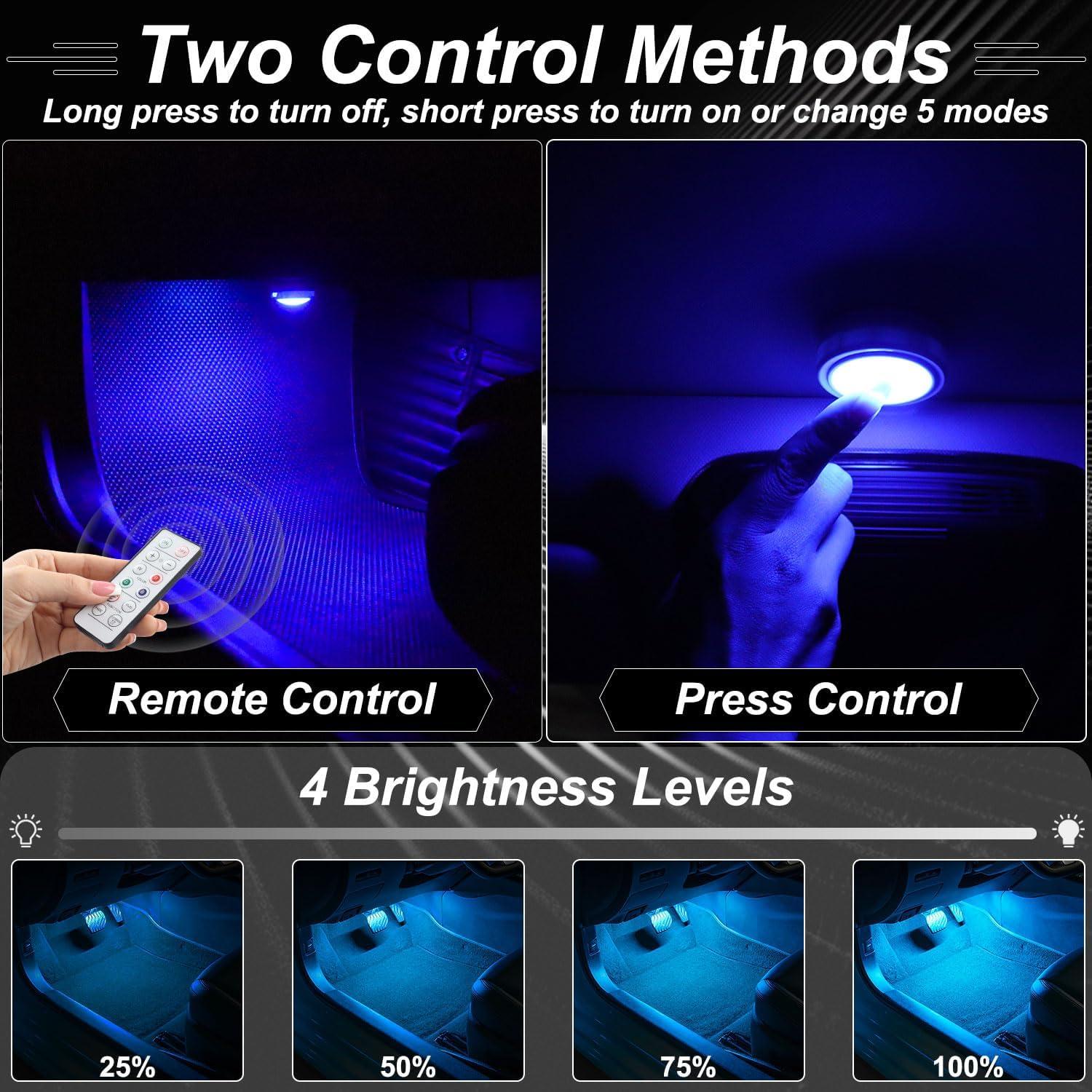 Luces LED Inalámbricas JINRUITOP 4 Piezas Multicolor para Auto