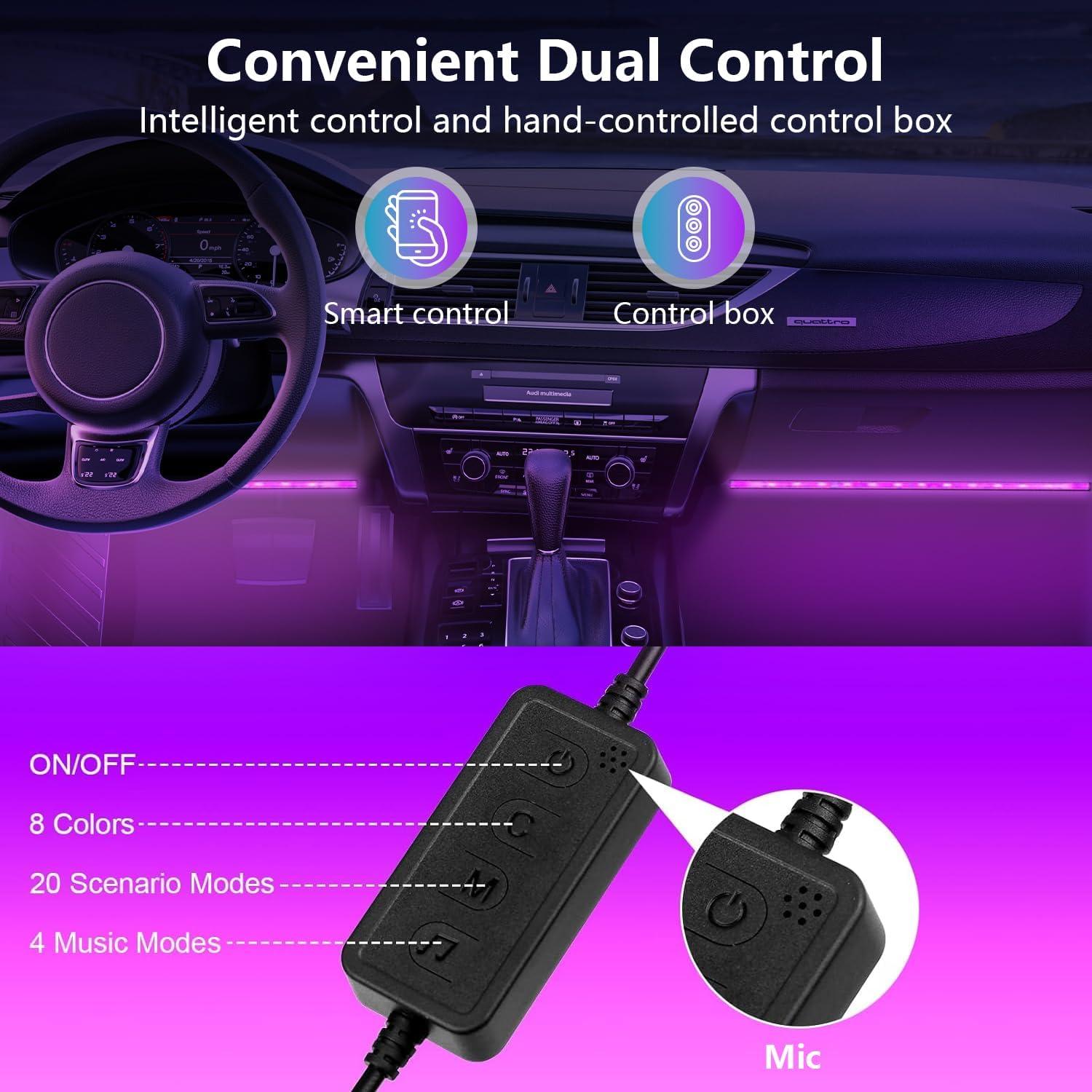 Tiras de Luz LED RGB FCPVHOY para Interior de Coche 12V