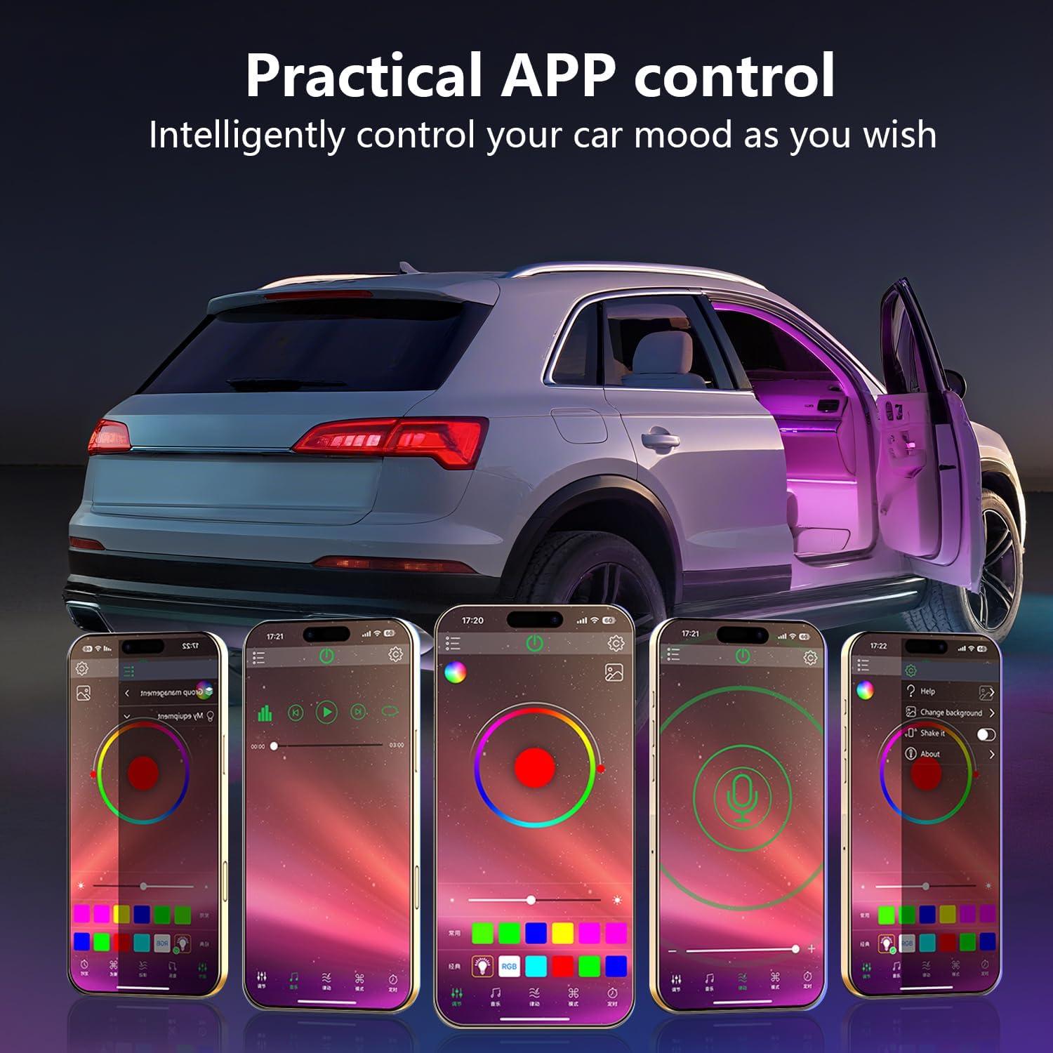 Tiras de Luz LED RGB FCPVHOY para Interior de Coche 12V