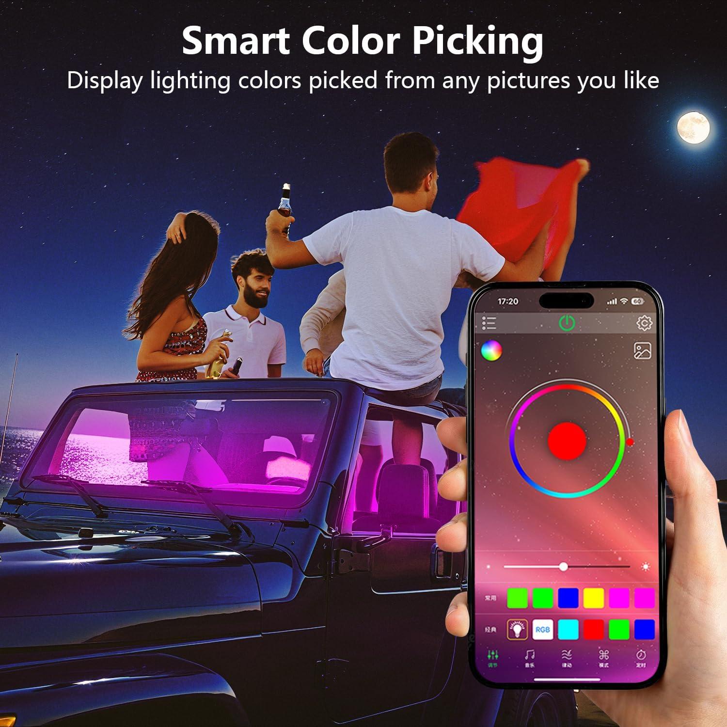 Tiras de Luz LED RGB FCPVHOY para Interior de Coche 12V