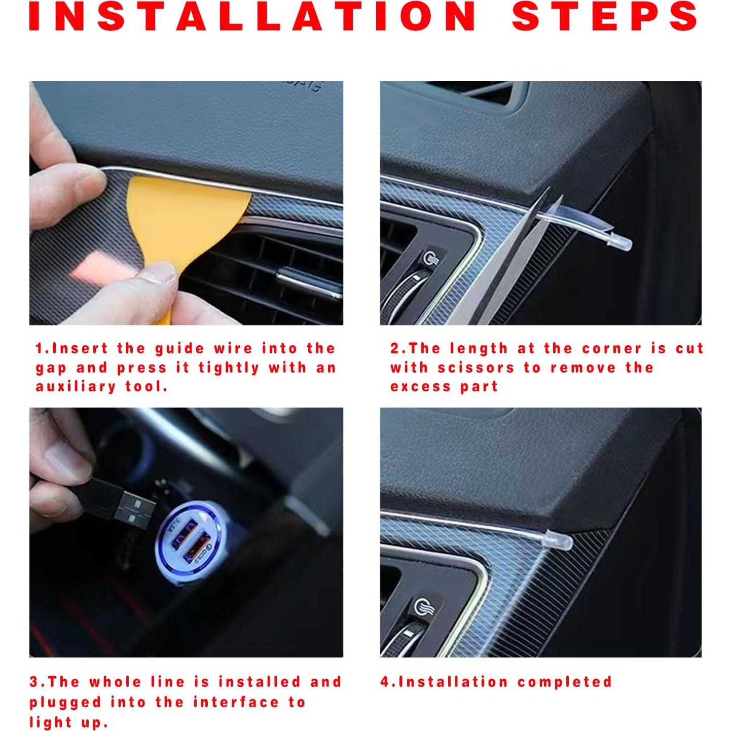 Tira de luces LED Damwot 5M USB Azul para interiores de autos