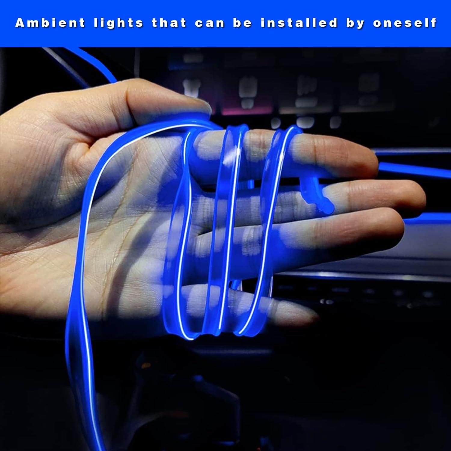 Tira de luces LED Damwot 5M USB Azul para interiores de autos