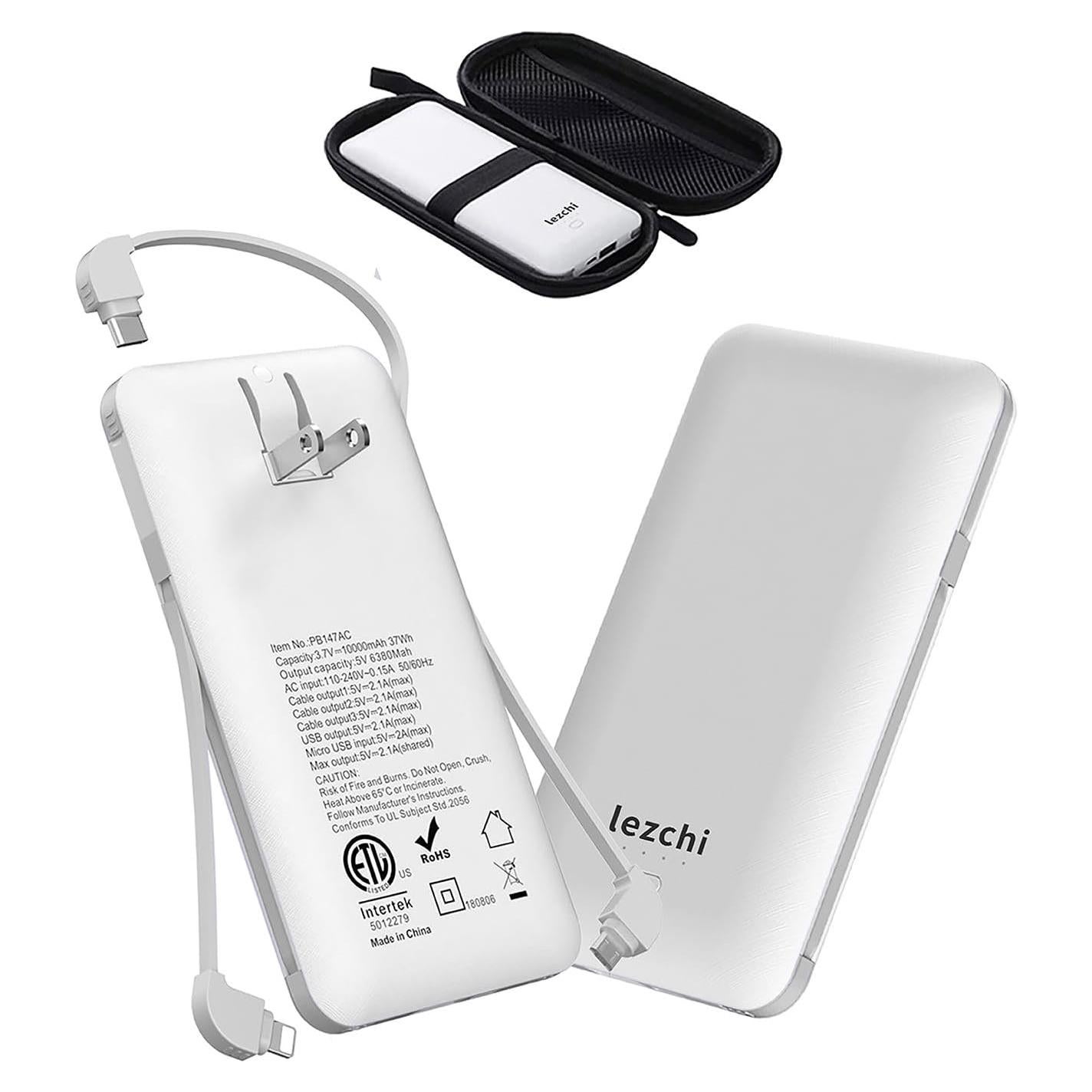 Banco de Energía Portátil LEZCHI 10000mAh USB C con Enchufe AC