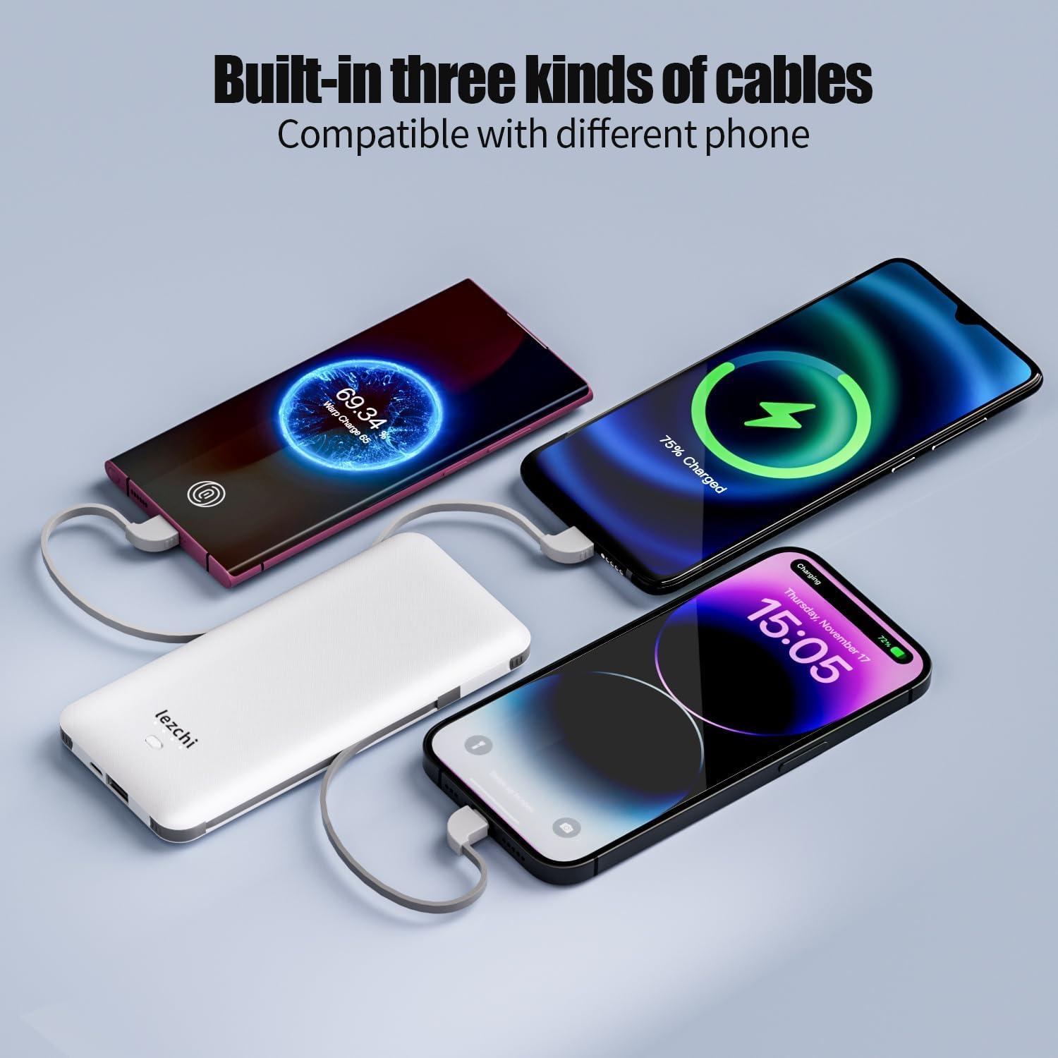 Banco de Energía Portátil LEZCHI 10000mAh USB C con Enchufe AC