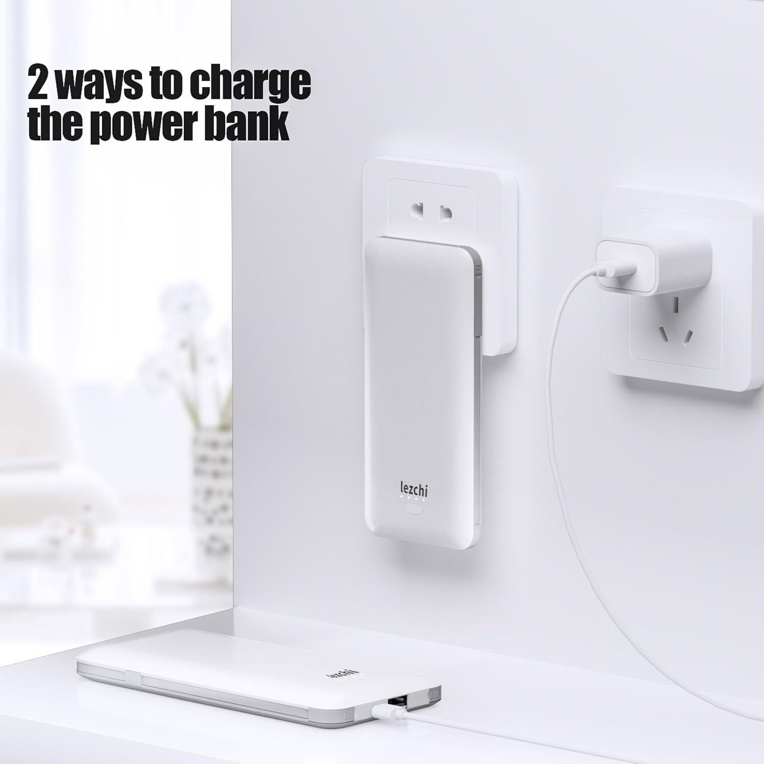 Banco de Energía Portátil LEZCHI 10000mAh USB C con Enchufe AC