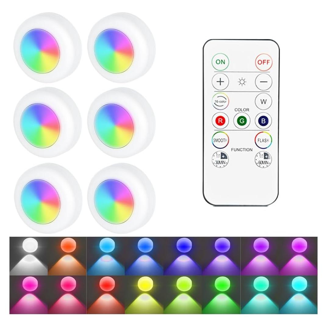 6 Luces LED Inalámbricas KHGUZ para Interior de Automóvil