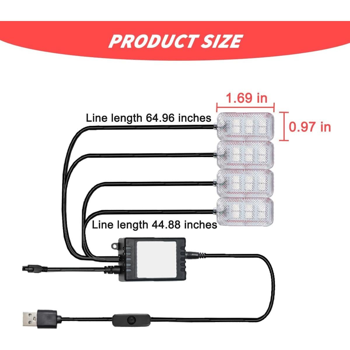 Luces LED Ambientales para Auto KHGUZ, 4 Piezas, Control APP