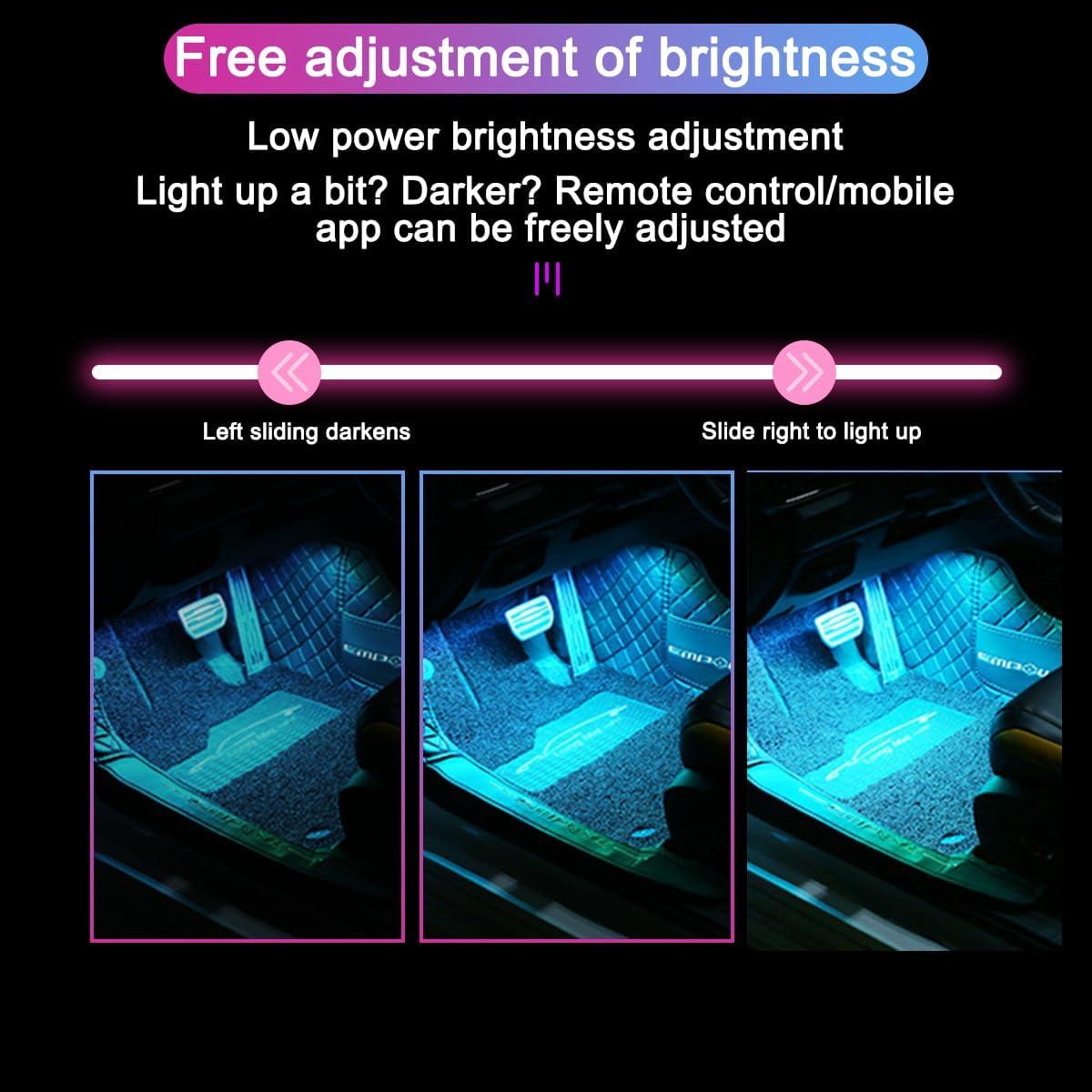 Luces LED Ambientales para Auto KHGUZ, 4 Piezas, Control APP