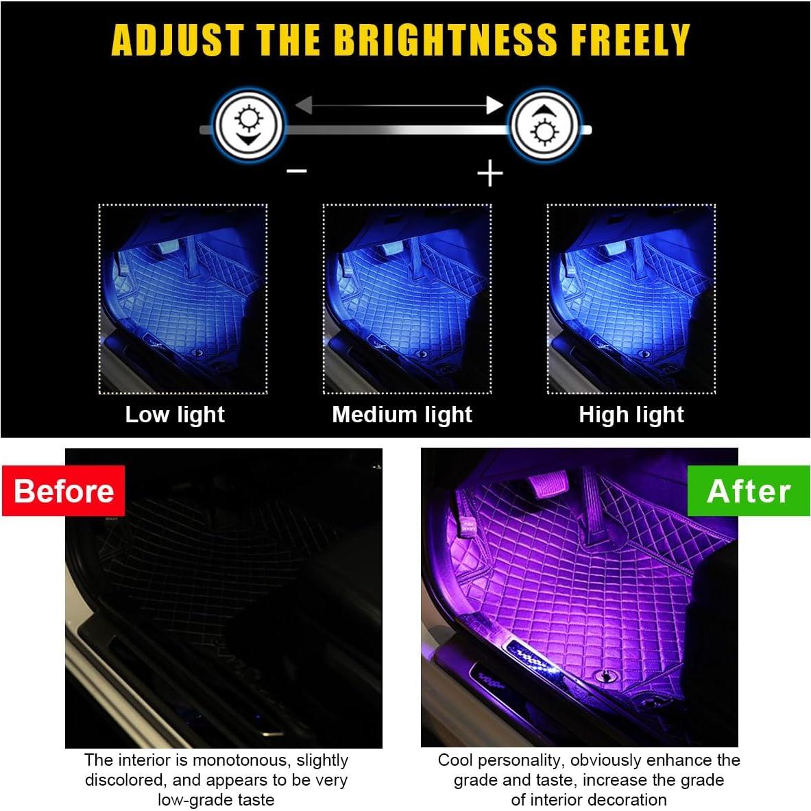 Luces LED de Interior para Auto Povtii, 4 Tiras Multicolor a Prueba de Agua