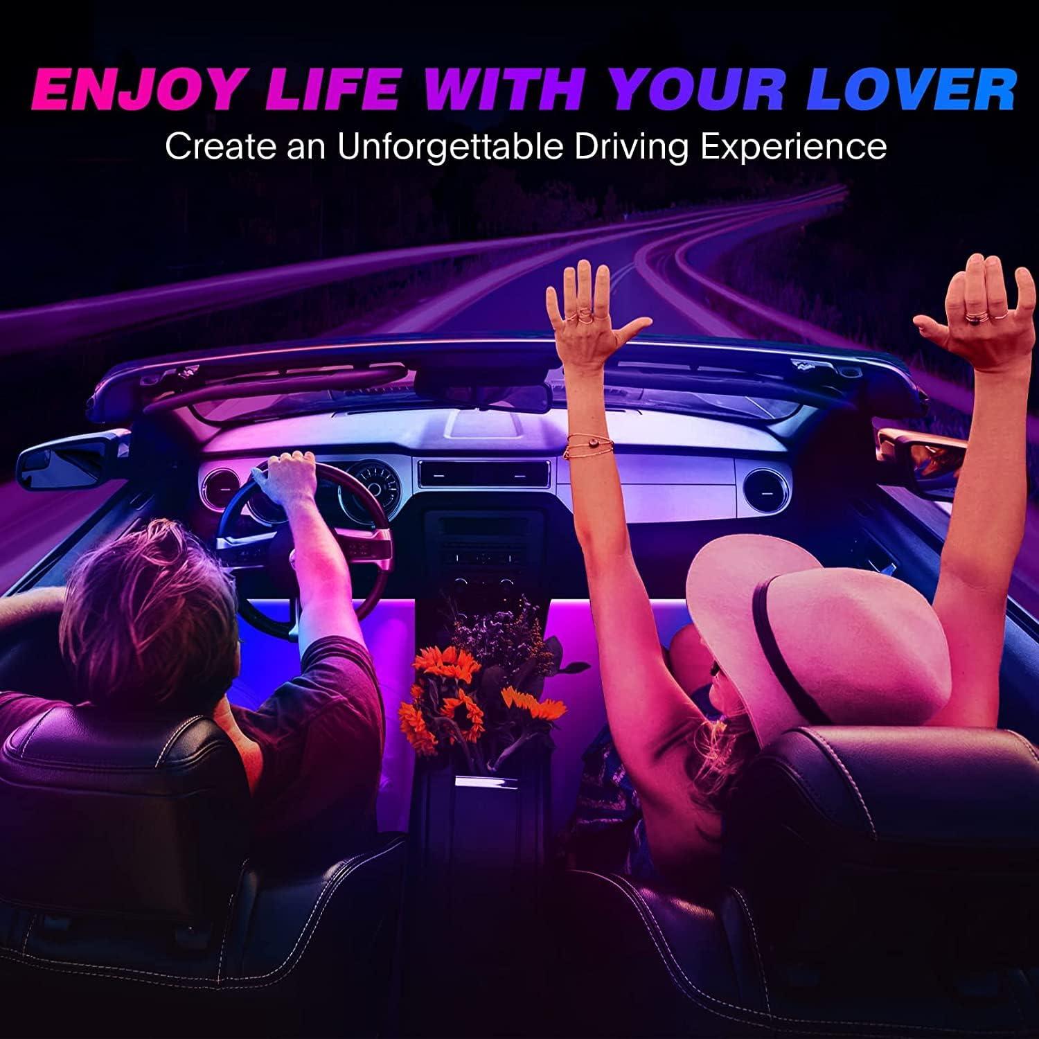 Luces LED interiores Sanwo para coche, 68 LEDs RGBIC, control APP