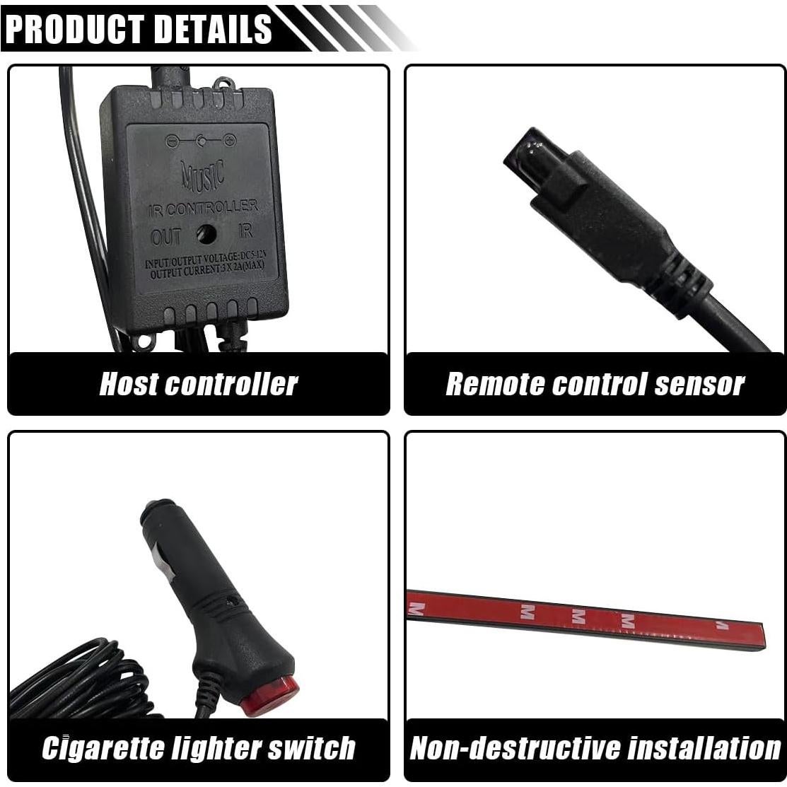 Tira de Luz LED Interior para Auto JOYCOURT 12V Multicolor