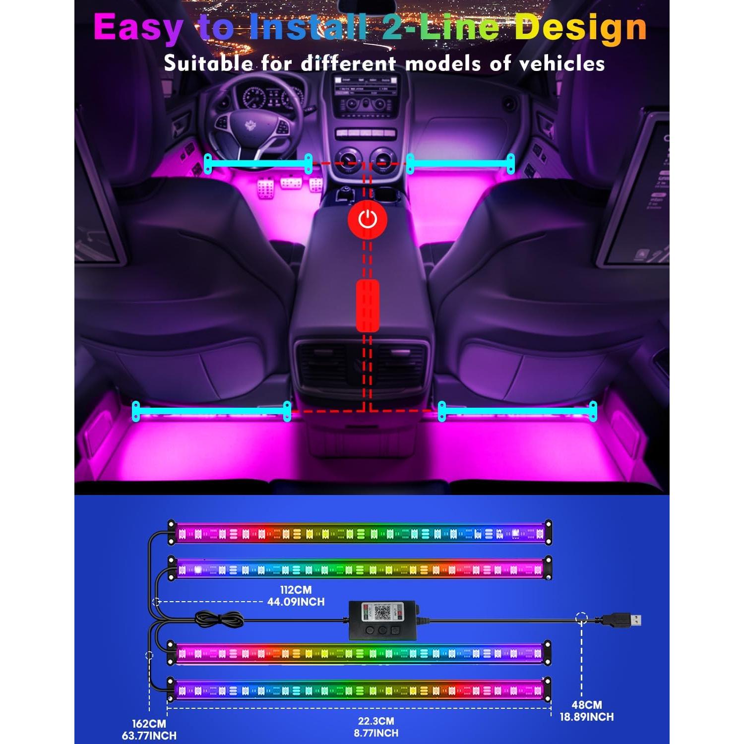 Luces de tira LED DUOFU365 para coche RGB con control APP