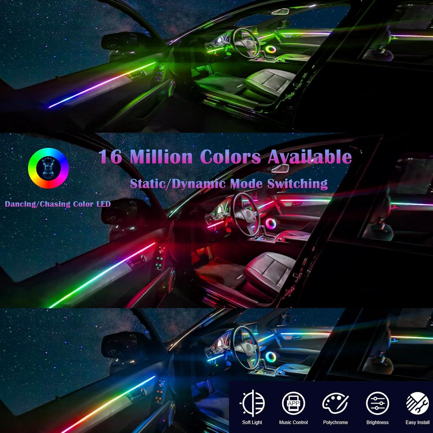 Luz LED de tira UWDESY RGB 18 en 1 para interiores de coche