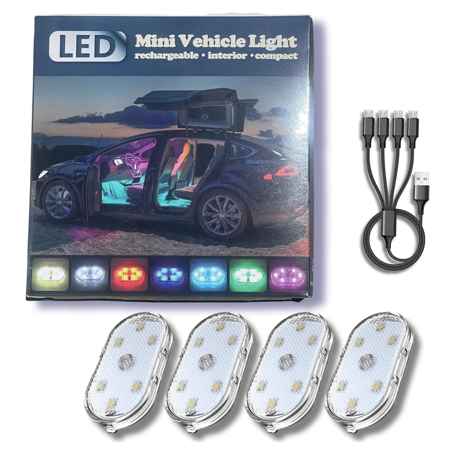 Luces LED recargables Harth para interior de automóvil - 4 piezas