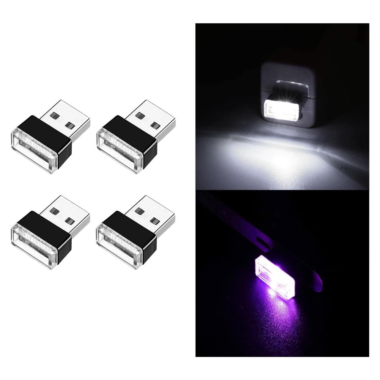 Ziciner Lámpara de Ambiente LED 4 PCS para Coche USB Multicolor