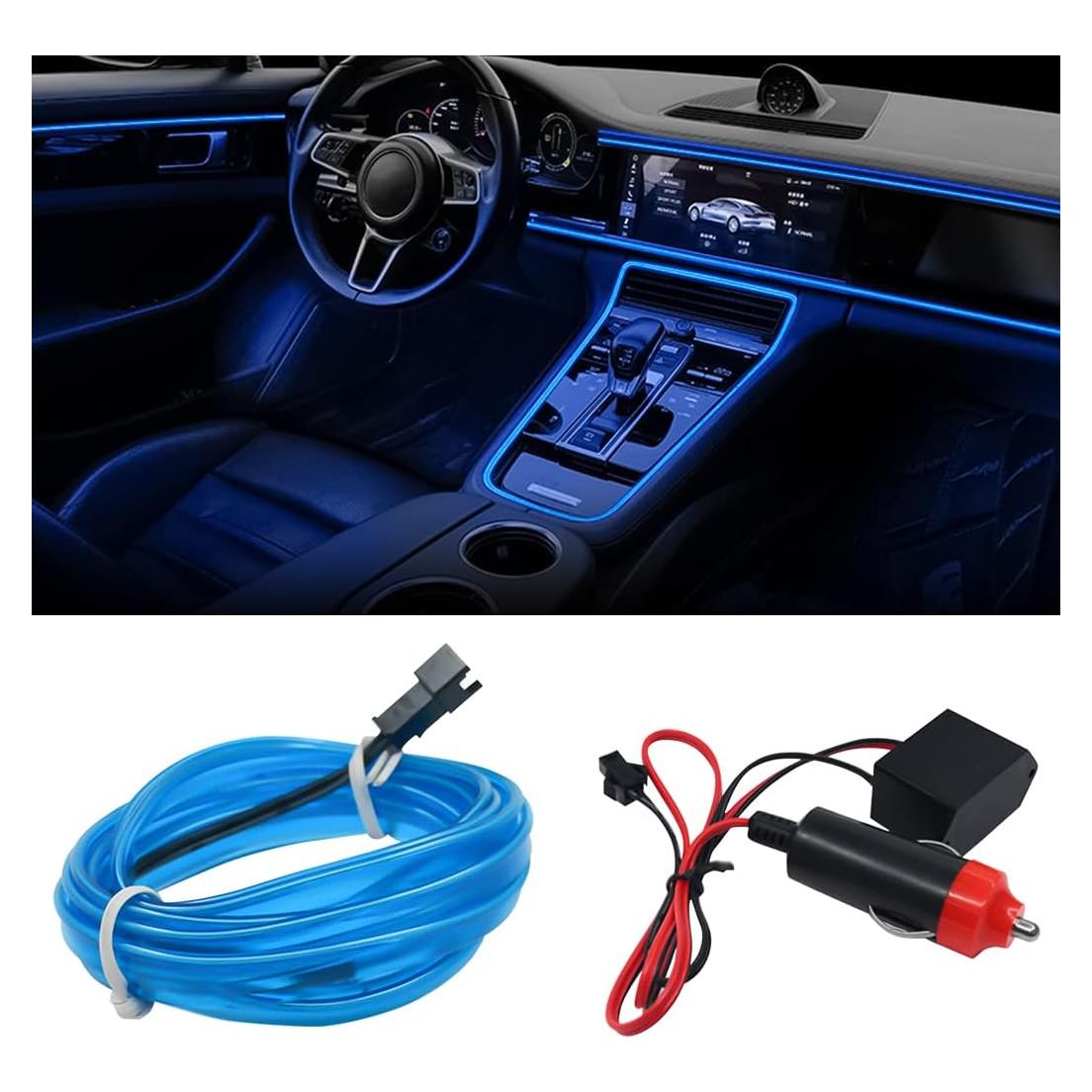 Tira de luces LED AUKEPO 4.88m Azul para interiores de auto