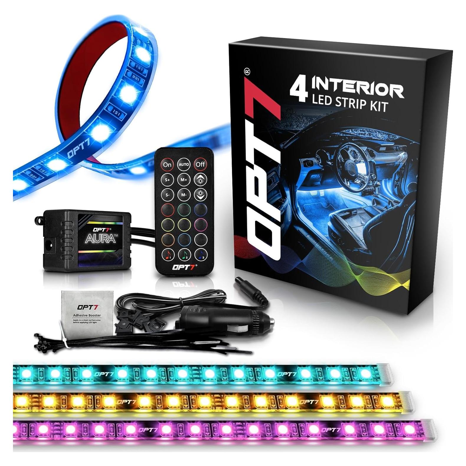 Luces LED de Interior OPT7 Aura RGB 4pc con Control Remoto