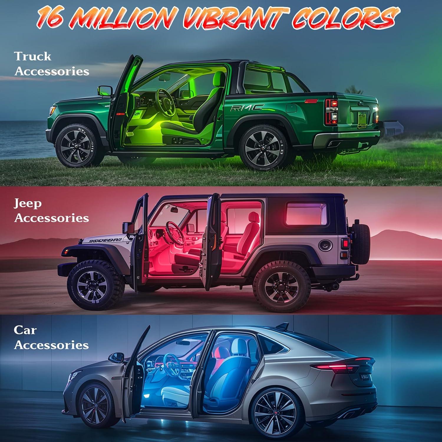 Luces LED interiores multicolor Zdovivot para coche USB