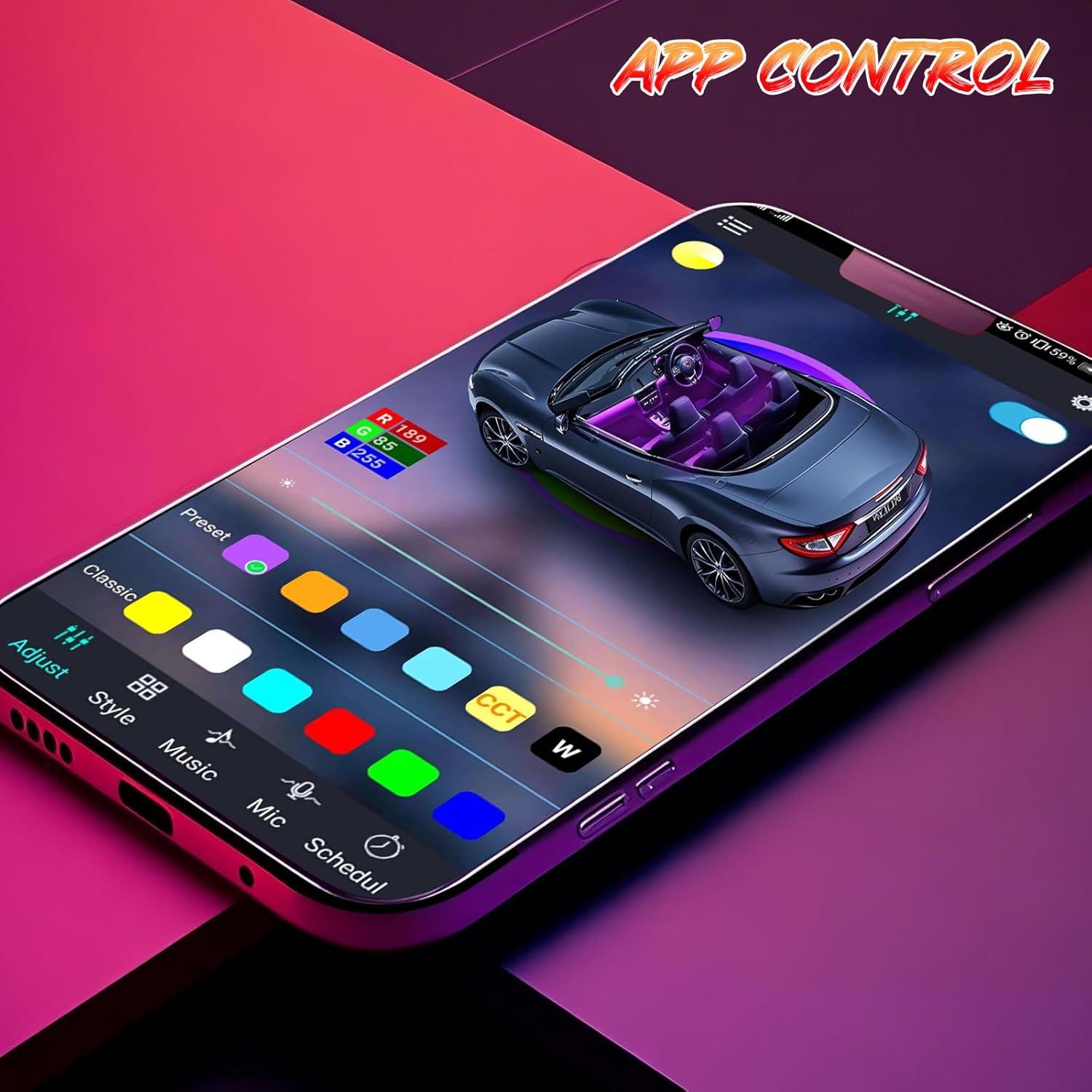 Luces LED interiores multicolor Zdovivot para coche USB