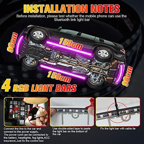 Luces LED de Subrayado HENLIX RGB 4 Pcs 150cm + 90cm IP68