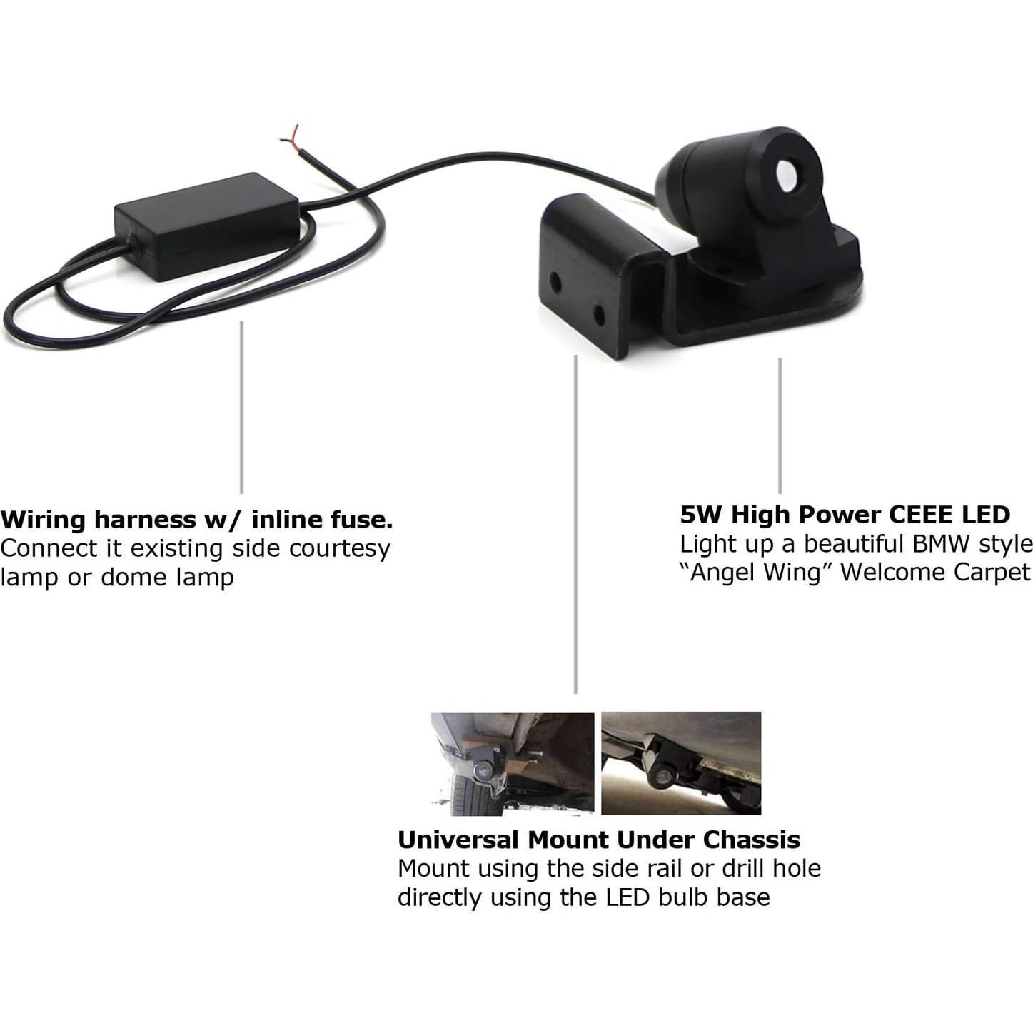 Luz de Bienvenida LED iJDMTOY Estilo Bimmer Ajuste Universal