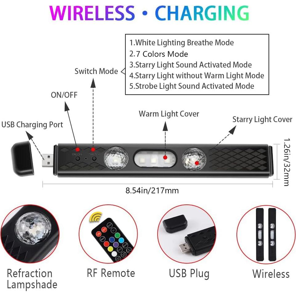 Luces LED Inalámbricas 1797 para Interiores de Automóvil 4PCS