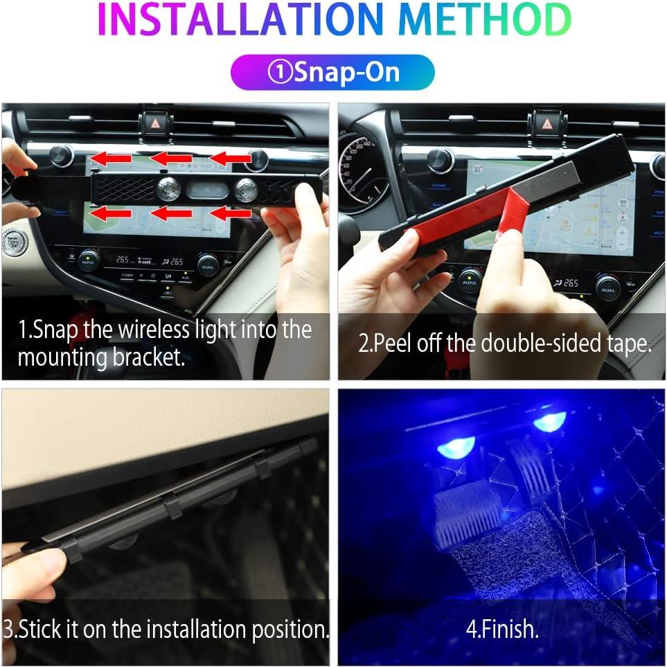 Luces LED Inalámbricas 1797 para Interiores de Automóvil 4PCS
