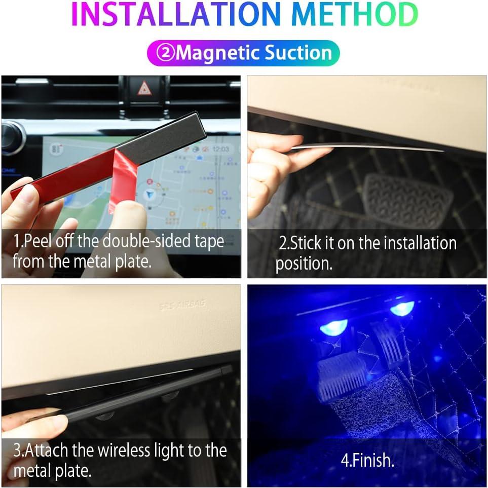 Luces LED Inalámbricas 1797 para Interiores de Automóvil 4PCS