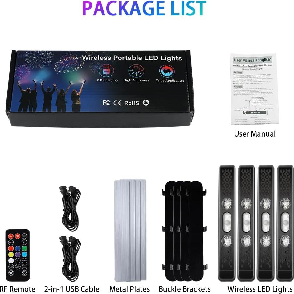 Luces LED Inalámbricas 1797 para Interiores de Automóvil 4PCS